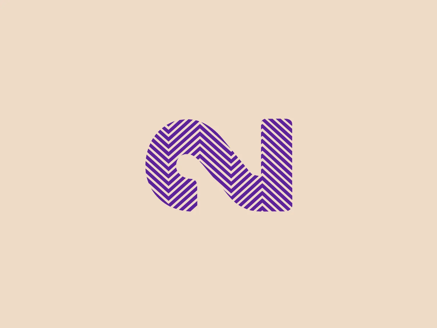 The Rennes 2 University logo features a stylized lowercase "n" composed of purple and white zigzag stripes, creating a dynamic and modern vibe. The zigzag lines follow the shape of the letter, giving the design a sense of movement and energy. The use of purple suggests creativity and originality. The overall design aesthetic is playful and would appeal to a contemporary audience looking for something vibrant and eye-catching. Considering the contrast and complementary nature of background colors, a light and subtle tone would work well.