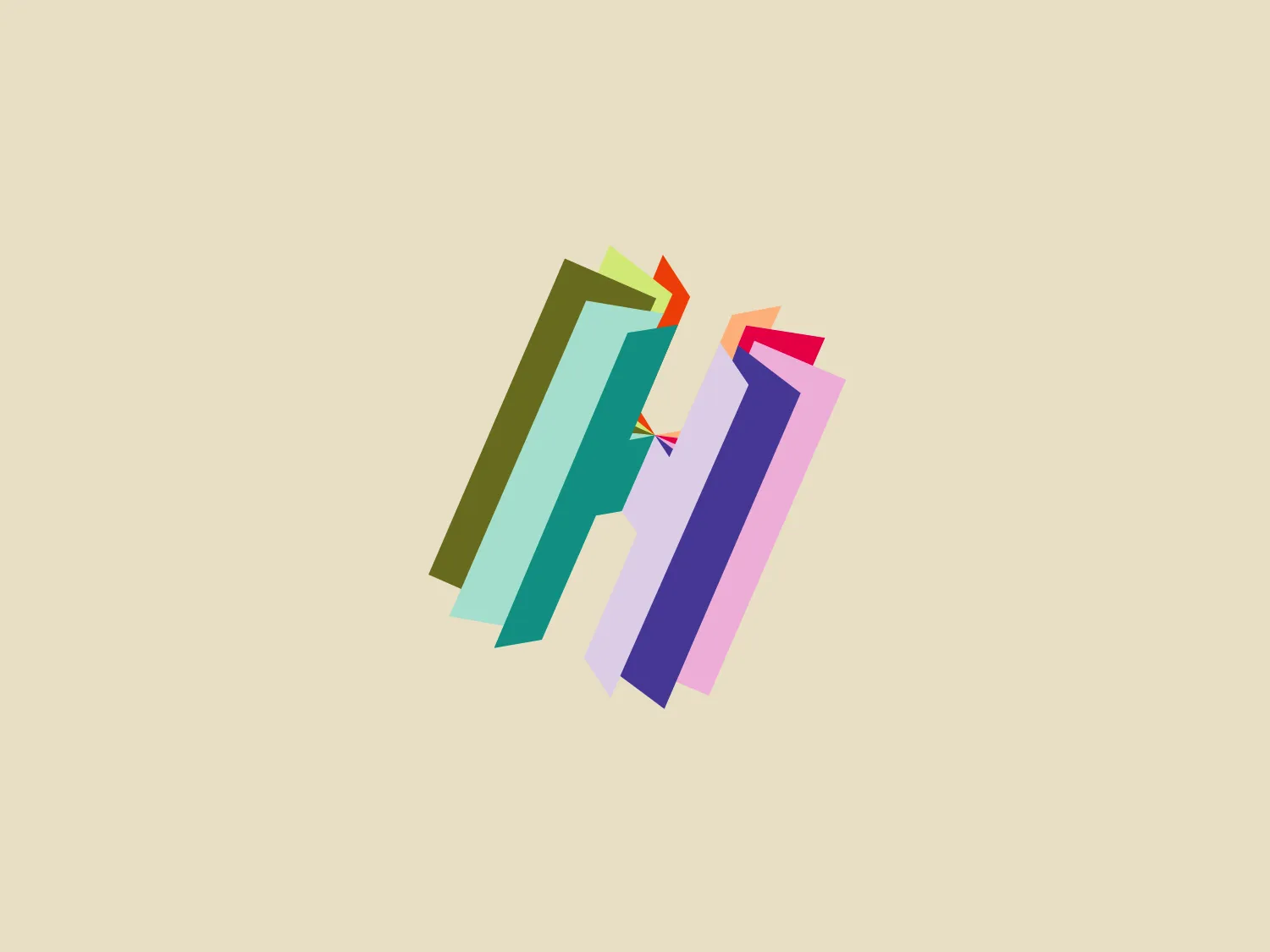 The Hay Festival logo is a modern and dynamic three-dimensional design. It features four stylized vertical bars in shades of teal, green, purple, and pink with subtle gradients and shadows, conveying depth and movement. The varying widths and heights of the bars create visual interest and a sense of progression or ascension. The overall aesthetic is vibrant, contemporary, and abstract, with a sleek and polished finish, making it well-suited for a brand looking to convey innovation or creativity.