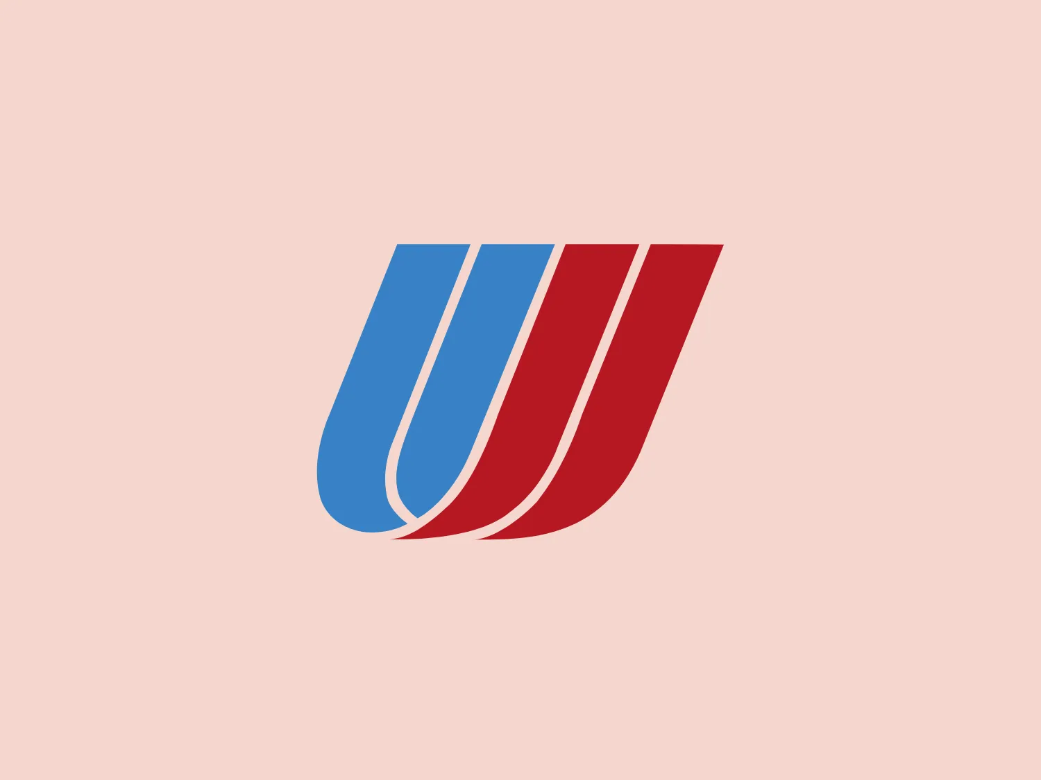 The United Airlines logo features three curved, wing-like shapes that overlap, creating a dynamic sense of movement. The shapes are medium blue (#276EF1), lighter blue (#78B9F9), and vibrant red (#E41D3D), evoking a patriotic color scheme or the brand's identity. The smooth curves convey professionalism and innovation, while shadows add a 3D effect. Overall, the logo conveys unity and flow, suitable for industries such as technology, finance, or aviation. Hexcode: #E5E7D0