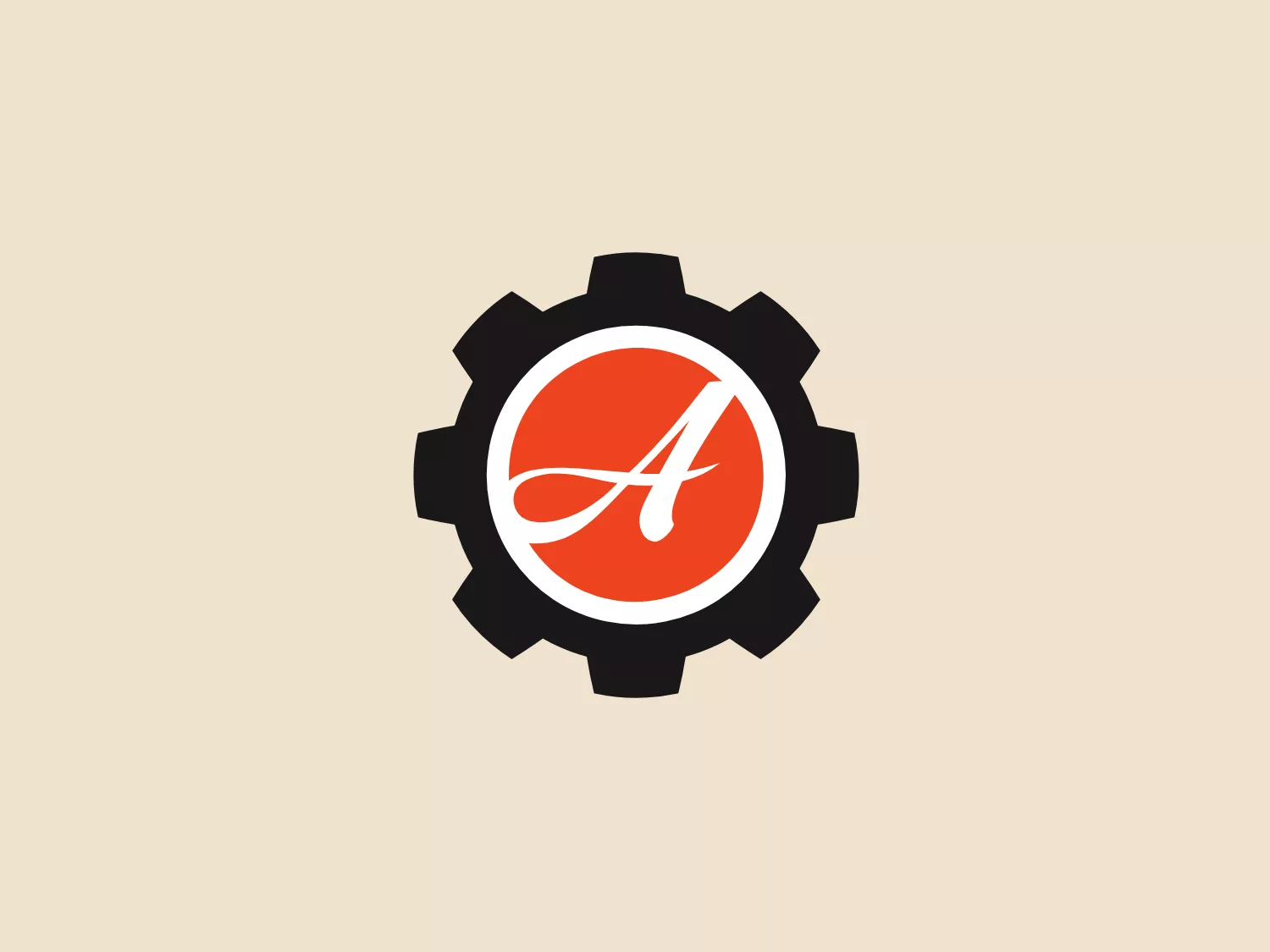 The Ariens logo consists of a stylized white letter "A" with elegant curves and an underlining tail, placed centrally against a bold, burnt orange circle. Surrounding the circle is a black gear with eight evenly spaced teeth, conveying engineering or mechanical themes. The contrast between the orange and black contributes to the logo's striking and professional appearance, exuding a sense of innovation and precision.