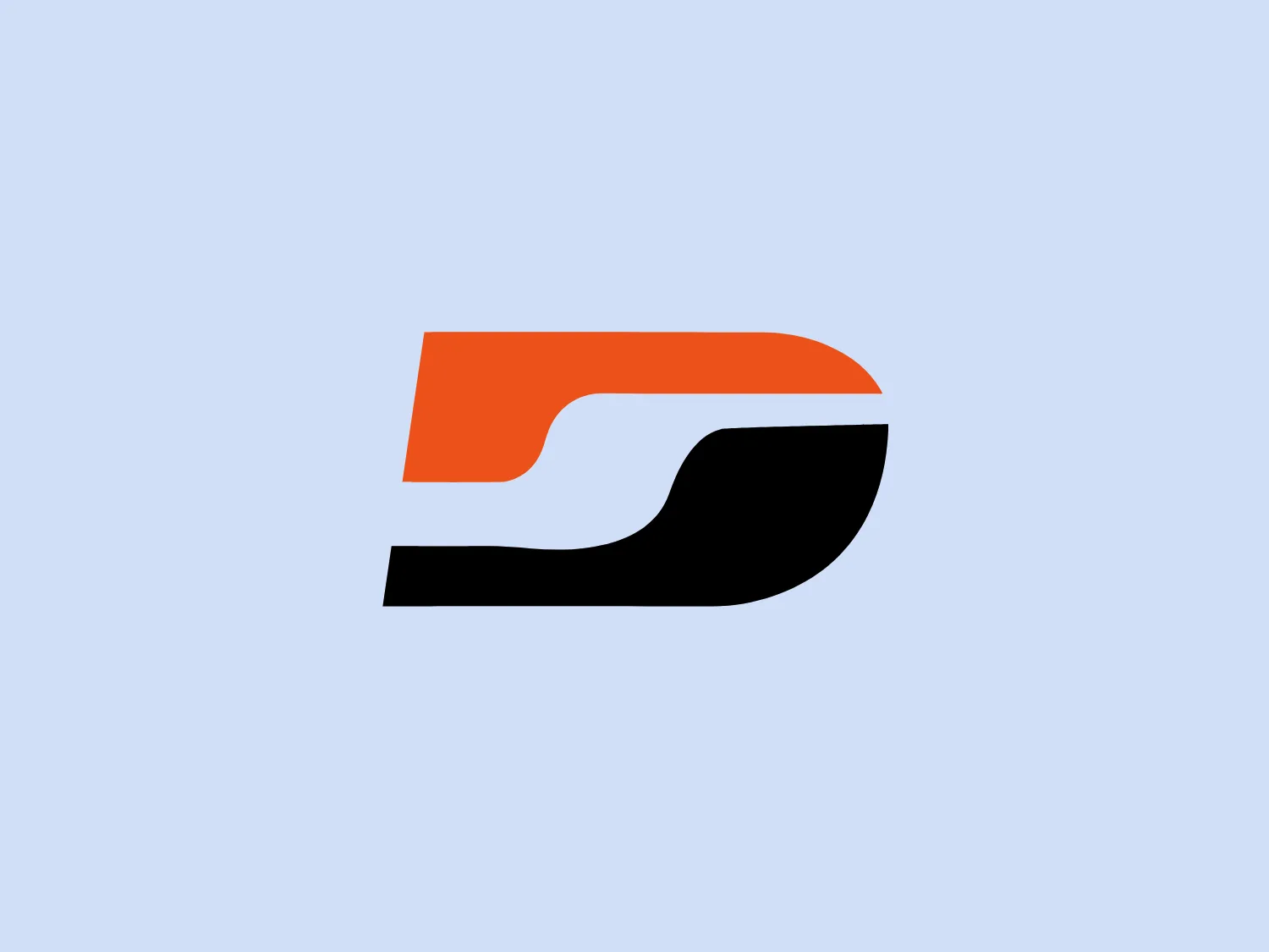 The image is a minimalist, abstract logo consisting of a dynamic shape that appears to represent motion or fluidity. The design features a combination of a bold black color that curves upward and under a smaller bright orange segment that overlaps the top left section of the black shape. The Dynabrade logo gives a sense of forward movement or speed and has a modern, sleek appearance with clean lines and a well-balanced use of negative space. It could be associated with industries related to technology, sports, or any dynamic field.