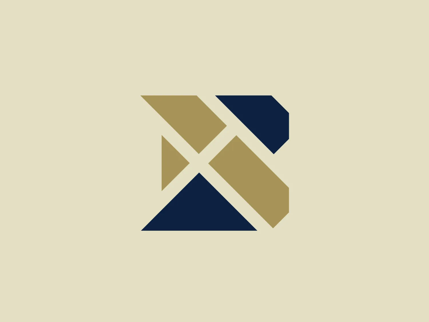 The Bornhoft logo features an abstract, geometric design that forms an amalgamation of the letters 'X' and 'K'. The logo uses a combination of dark blue, white, and gold colors, strategically segmented to create a sense of depth and sophistication. The design is composed of triangular and parallelogram shapes that intersect with each other, highlighting both contrast and cohesion in the overall aesthetic. Its sharp angles and bold color contrasts give it a modern and dynamic feel.