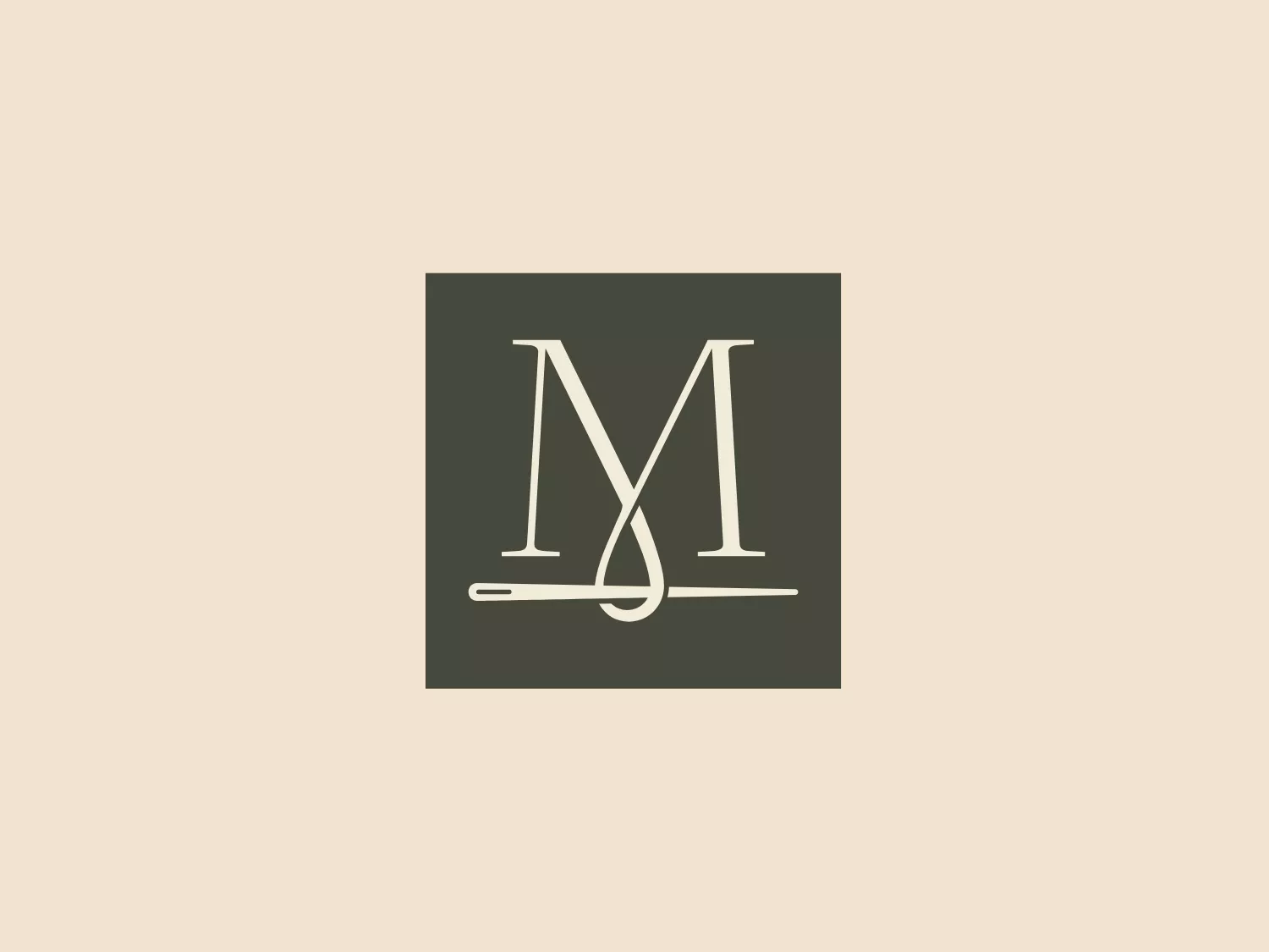 The Mantle Furniture logo showcases a stylized letter "M" with elegant, serpentine curves that exude refinement and luxury. This "M" is centered within a square with soft, rounded corners, imparting a modern yet classical aesthetic. Both the "M" and the square border are depicted in a muted taupe color, evoking sophistication and understated elegance. The contrast between the dark background and the lighter letter allows the "M" to stand out prominently, making the design impactful despite its simplicity. Given the logo's color palette, a background that complements its subdued tones would be preferable.