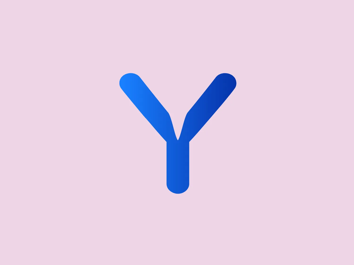 The logo presented is a simple, bold design featuring a stylized letter "Y." The letter is composed of two diagonal arms that converge into a straight vertical line, creating a sense of movement and convergence. The color of the logo is a bright and solid blue, which stands out with confidence and vibrancy. This color, representing trustworthiness, stability, and professionalism, may attract potential customers. The overall aesthetic of the logo is modern and minimalist, suggesting efficiency and forward-thinking. With no additional ornamentation or text, the symbol communicates its identity clearly and quickly.