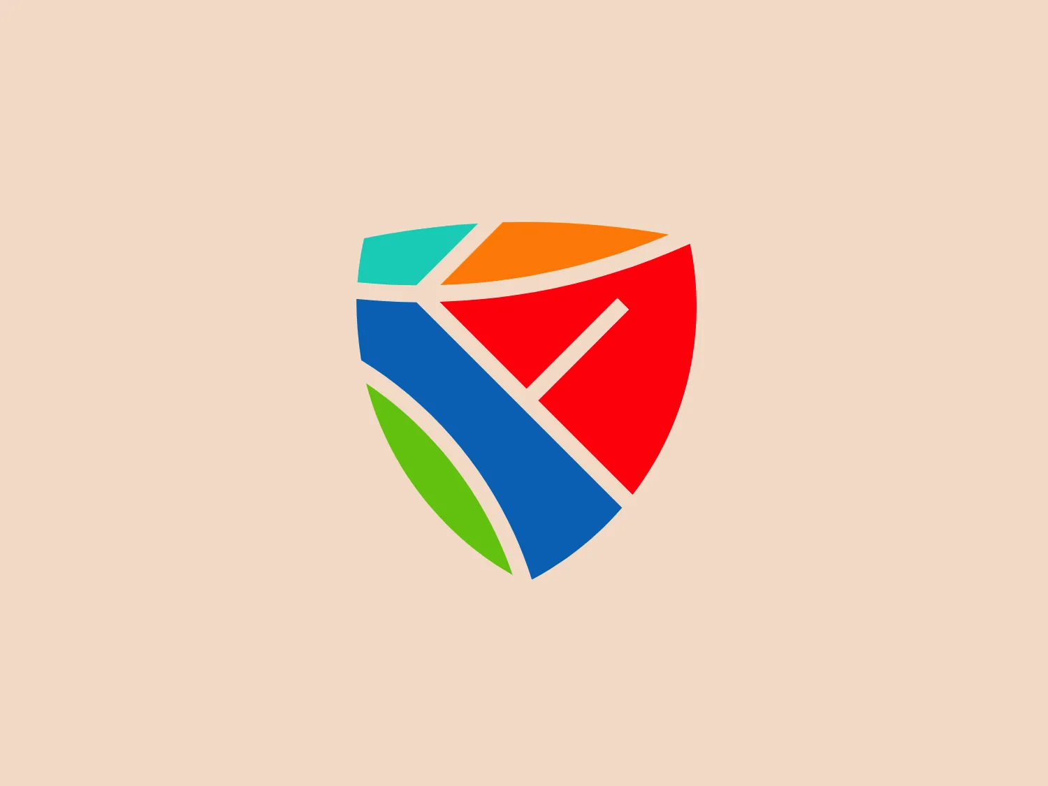The Fleming College logo features a modern, stylized shield composed of geometric shapes with distinct, bold colors. The shield consists of multiple fragments, each a different color—red, blue, green, and orange—arranged in a dynamic, interlocking pattern that conveys a sense of protection and unity. The colors are vibrant and create a striking contrast that enhances the logo's visibility and impact. The overall design aesthetic is sleek, professional, and suggests strength and reliability.