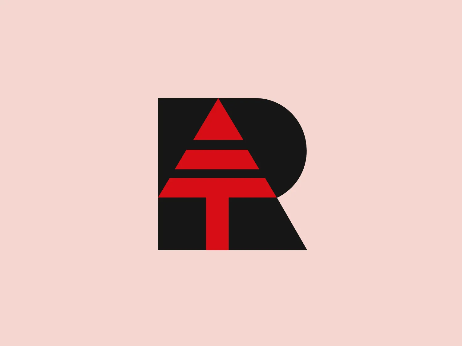 The logo for Rombach Holzwerk is a graphical combination of a bold black letter "R" with a straight vertical line and an extended curving arc. Superimposed on the "R" is a red, stylized triangle with its base aligned on the horizontal axis, symbolizing upward movement or growth. The contrast between the deep black and the vivid red creates a striking visual impact, while the overall design is simple, modern, and easily recognizable. Considering the dark tones of the logo, a light and subtle background color would complement it well.