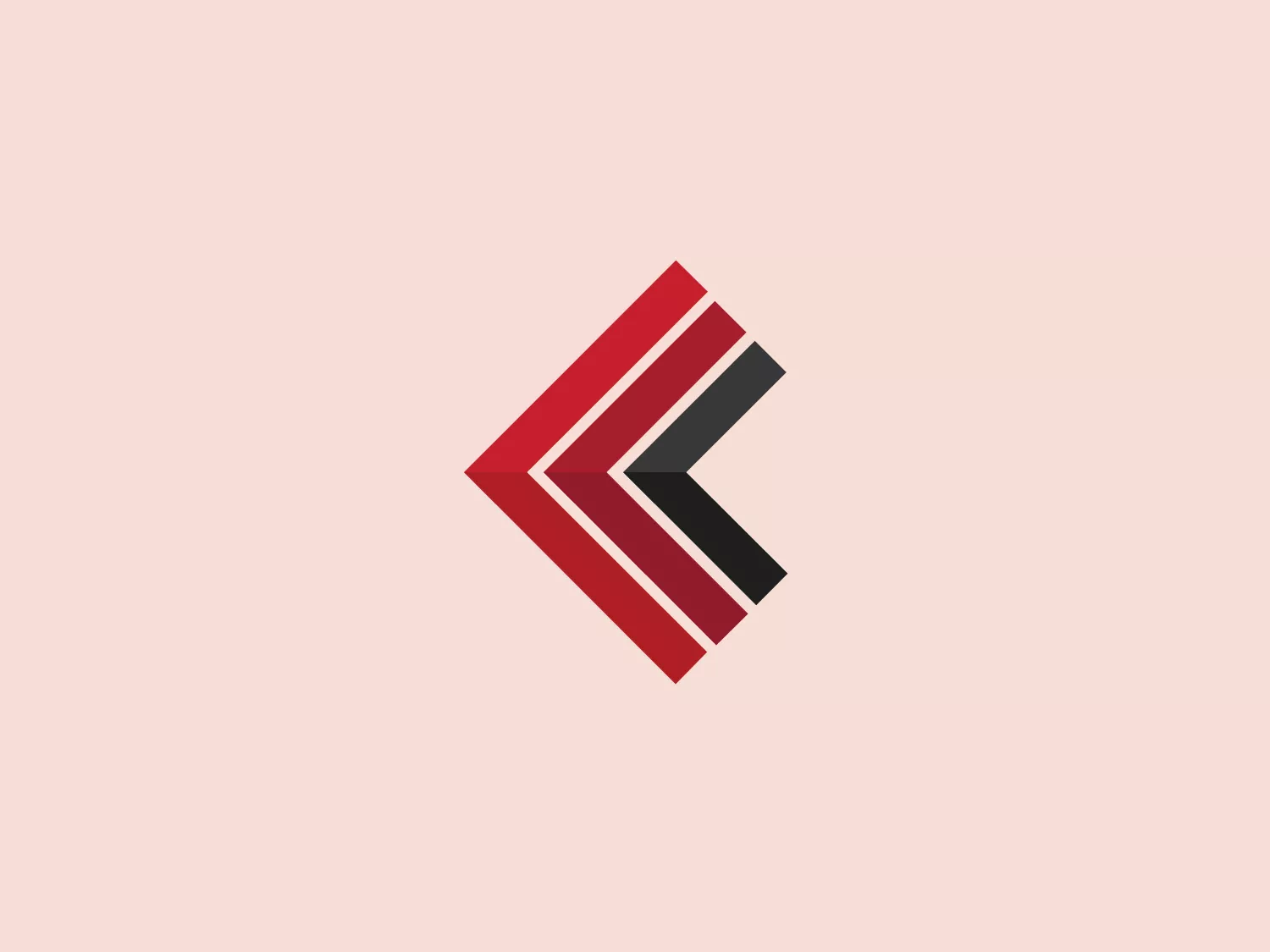 The Canvas Canada logo features a stylized arrow pointing leftward, comprised of three dimensional, parallel bars. It consists of two shades of red and a black color giving a bold and striking contrast. The design has a modern, clean aesthetic with sharp edges and a sophisticated use of negative space in the center, resembling a fast-forward icon or chevron sideways. Its geometric simplicity lends itself to versatility in various applications.