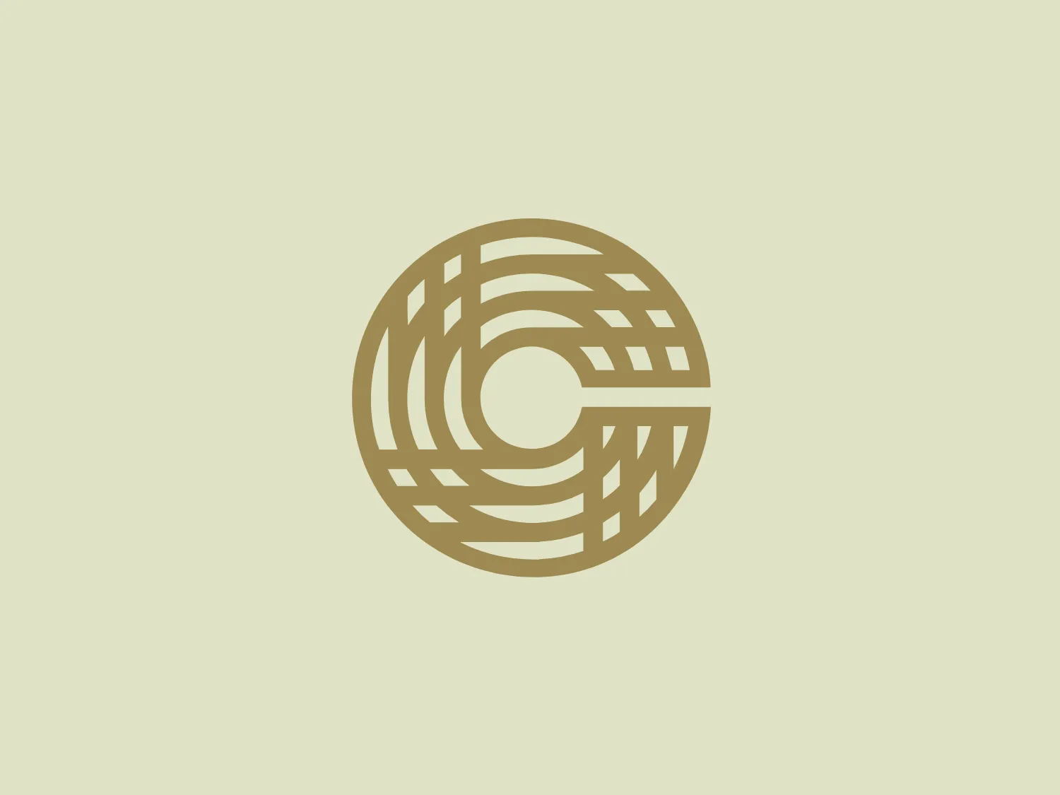 The logo for Cotswold Club Equestrian features a stylized, geometric design reminiscent of modern minimalism. Composed of interlocking lines that create a circular motif with a distinct gap, the design suggests motion or technological sophistication. The color is a muted gold, giving the logo an air of luxury and refinement. The lines vary in width, playing with negative space and creating a sense of depth. A circular negative space sits off-center, contributing to the dynamic feel of the emblem.