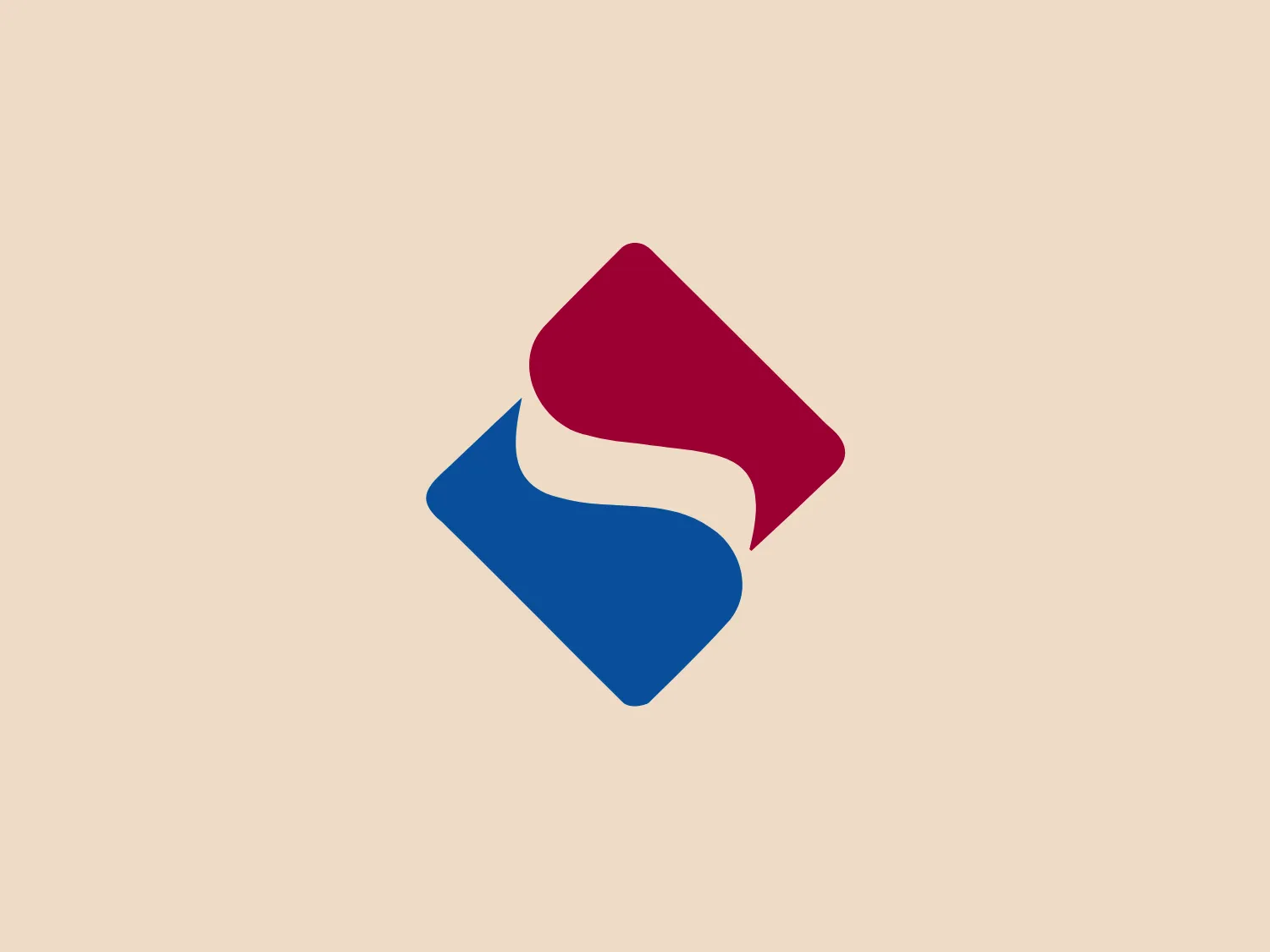The Sunat logo features two arrows pointing at each other, suggesting interaction, exchange, or motion. The design is simple and geometric, consisting of two solid-colored shapes; the top arrow is a vibrant pink (or red) hue, while the bottom one is a deep blue. Both arrows are stylized with a modern, curved edge on their interior side, giving the impression that they are intertwined or in the process of merging. The overall design is clean, dynamic, and would clearly stand out against a neutral background. Given these color elements, a lighter and neutral background would complement the Sunat logo well without overpowering it.