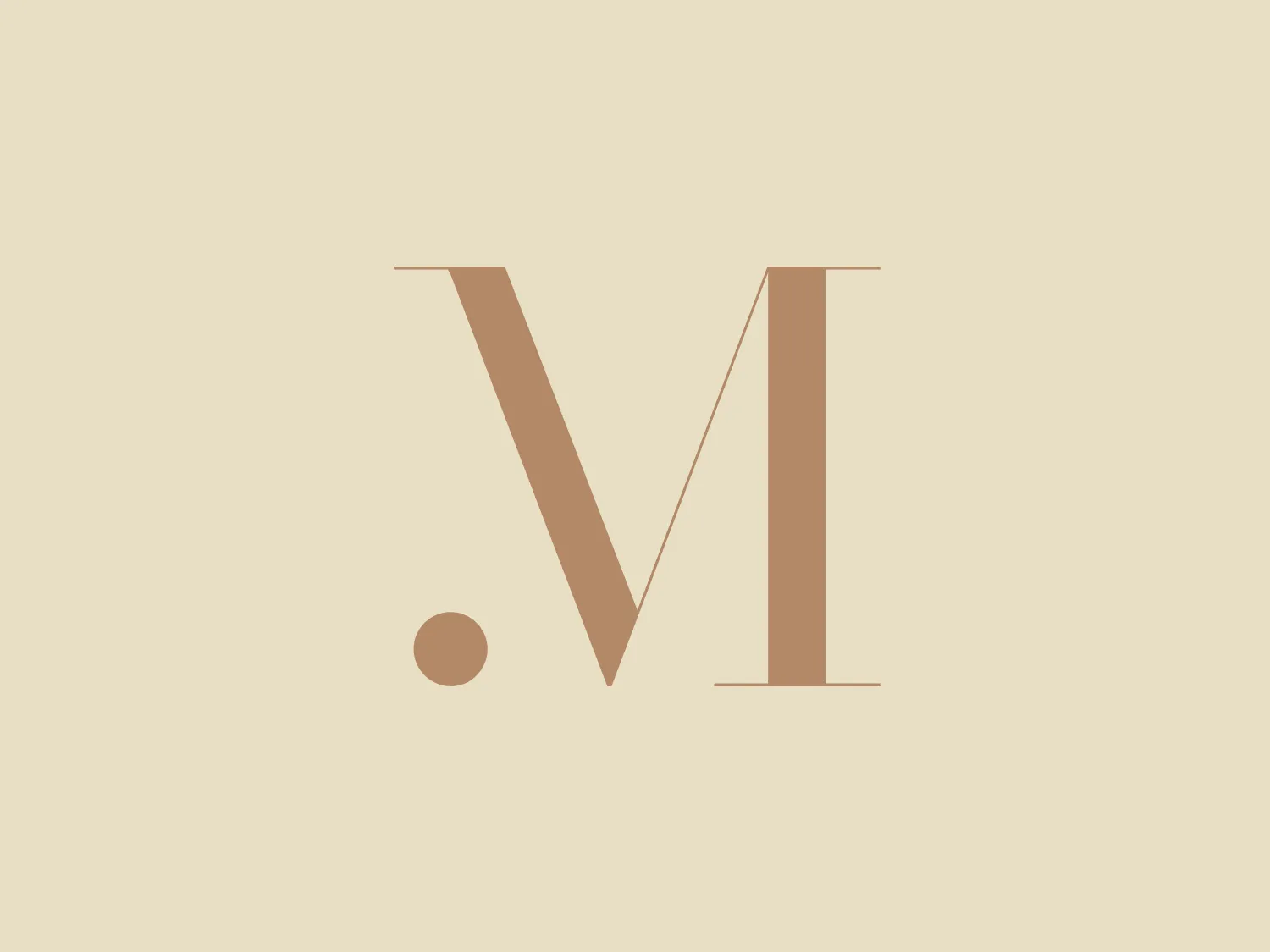 The Millionaire Mind Events logo is a minimalistic and stylized representation of the letter 'M.' It features three distinct shapes: two slightly slanted vertical bars of equal length and thickness, and a smaller circle placed near the bottom left of the composition, suggesting a period or decorative element. The color of the logo is a muted, earthy shade of beige or tan, which gives it an elegant and modern appearance. The design aesthetic is clean and sophisticated, with an emphasis on geometry and balance. The lack of any additional ornamentation or color contrast emphasizes the logo's contemporary feel.