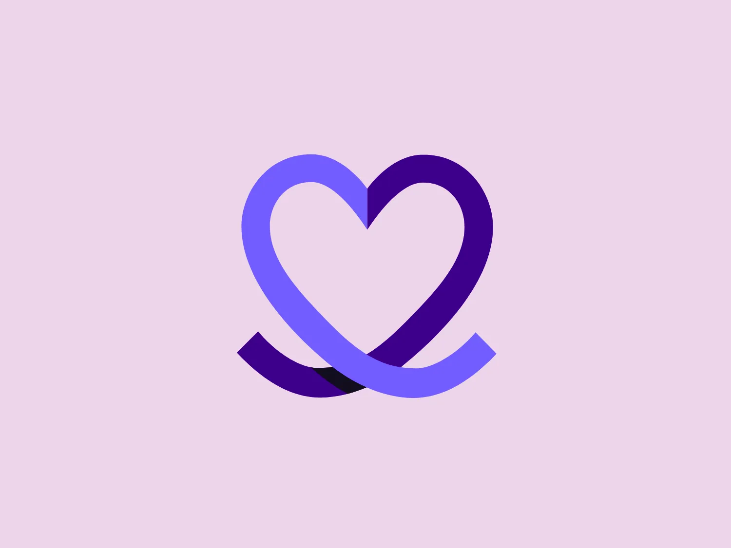 The Mixbook logo features a stylized heart shape, composed of two interlocking elements that resemble a ribbon. The design is sleek and modern, with a sense of fluidity and continuity. The colors used are gradients of purple, ranging from a lighter lavender to a deeper violet, giving the image depth and a vibrant contrast. The overlapping of the ribbon elements creates an interesting visual illusion of intertwining forms. The overall design aesthetic is minimalistic yet expressive, conveying a sense of love or passion through its shape and flow.