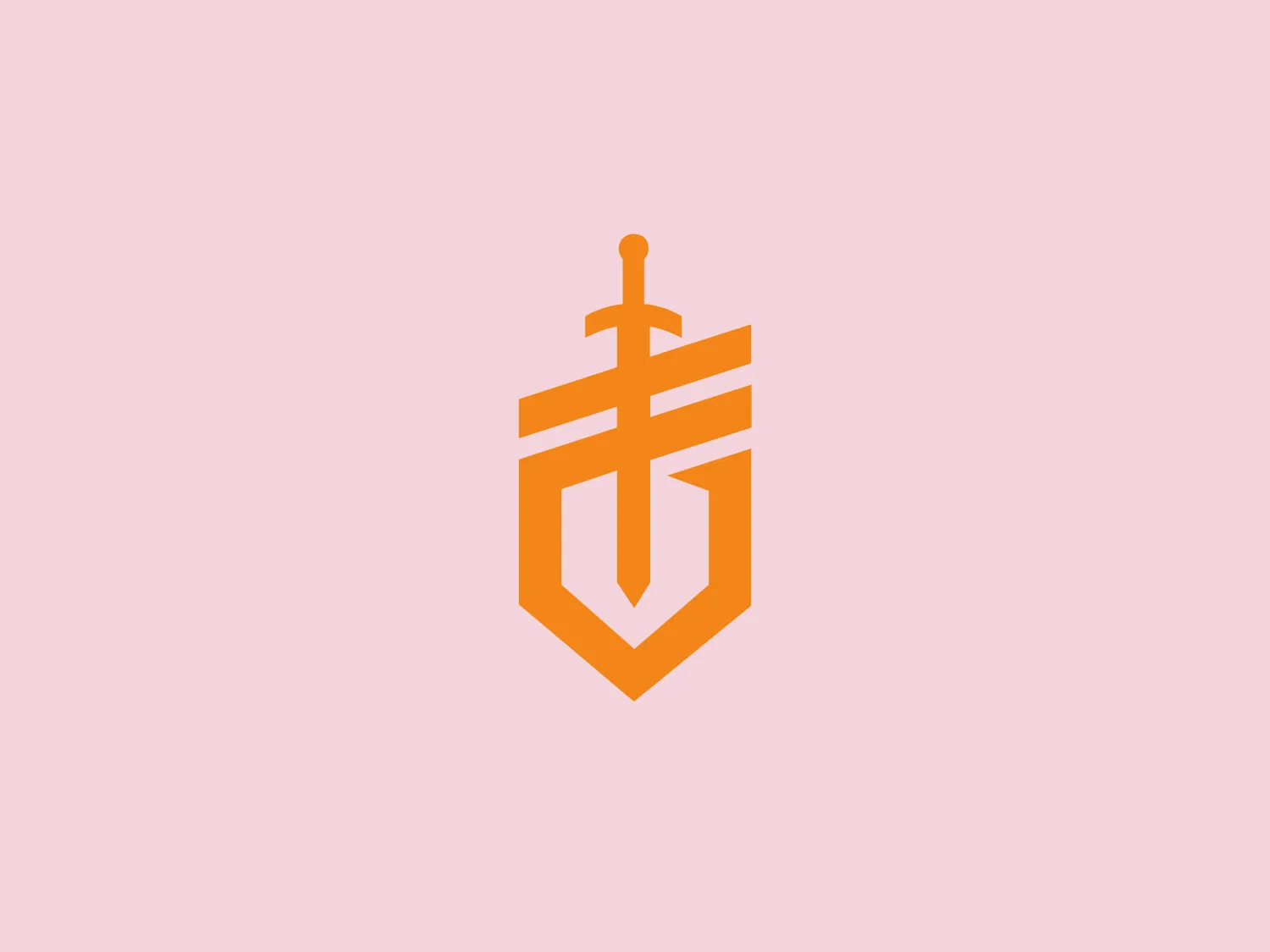 The Gerber logo presents an abstract, geometric design incorporating a stylized letter that resembles a combination of "T" and "F" merged into one figure, which is also reminiscent of a sword within a shield motif. The logo features bold, sharp lines that create a sleek and modern appearance. The color of the logo is a gradient of warm orange tones, giving it a vibrant and energetic feel. Notably, the logo is symmetrical along the vertical axis, adding to its balanced and professional quality.