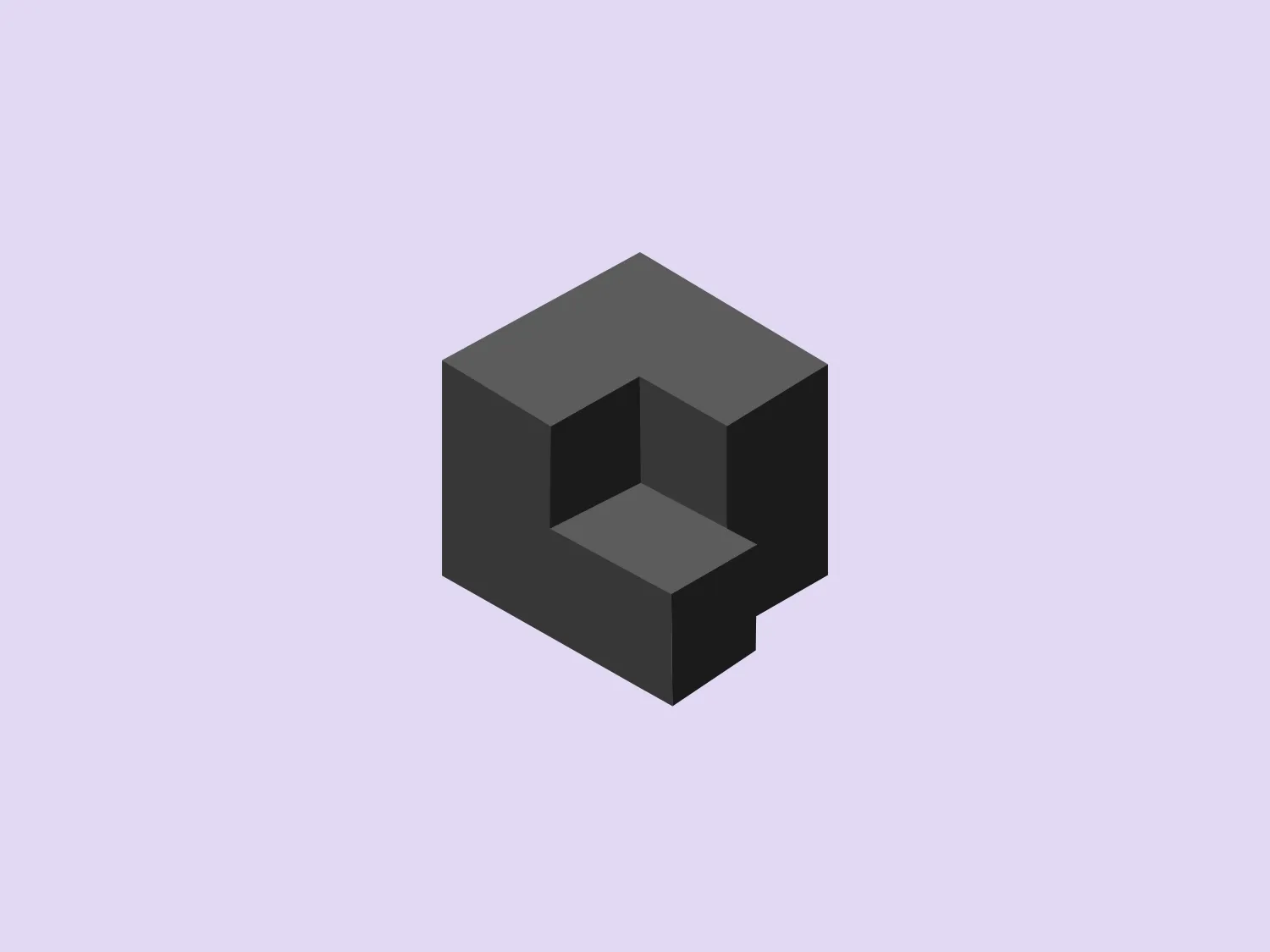 The Qovery logo features a stylized, isometric letter or shape composed of interlocking geometric elements that create a three-dimensional cube-like form. It primarily uses two shades of purple, with the darker tone outlining and giving depth to the structure, while the lighter hue highlights the top and the left sides of the cube, simulating a light source from the upper left. The overall design aesthetic is modern and minimalistic, with a clean, sharp look that suggests innovation or technology. The use of gradients and shadow effects adds to the three-dimensional illusion.