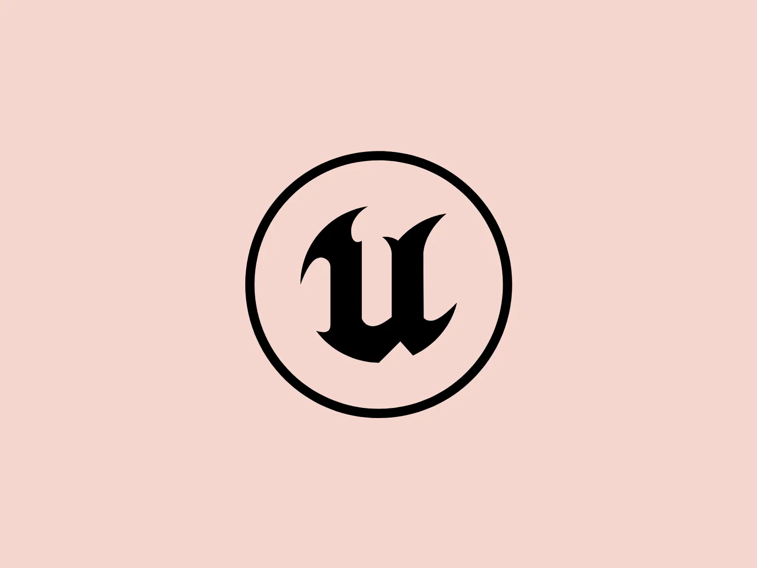 The logo for Unreal Engine features a bold, stylized double "U" design encapsulated within a circle. The design aesthetic is modern, with clean lines and sharp angles that give it an edgy and dynamic look. The symmetry of the mirrored "U" shapes creates harmony while suggesting movement or a reflection. The serifs at the ends of the "U" shapes add a touch of elegance.