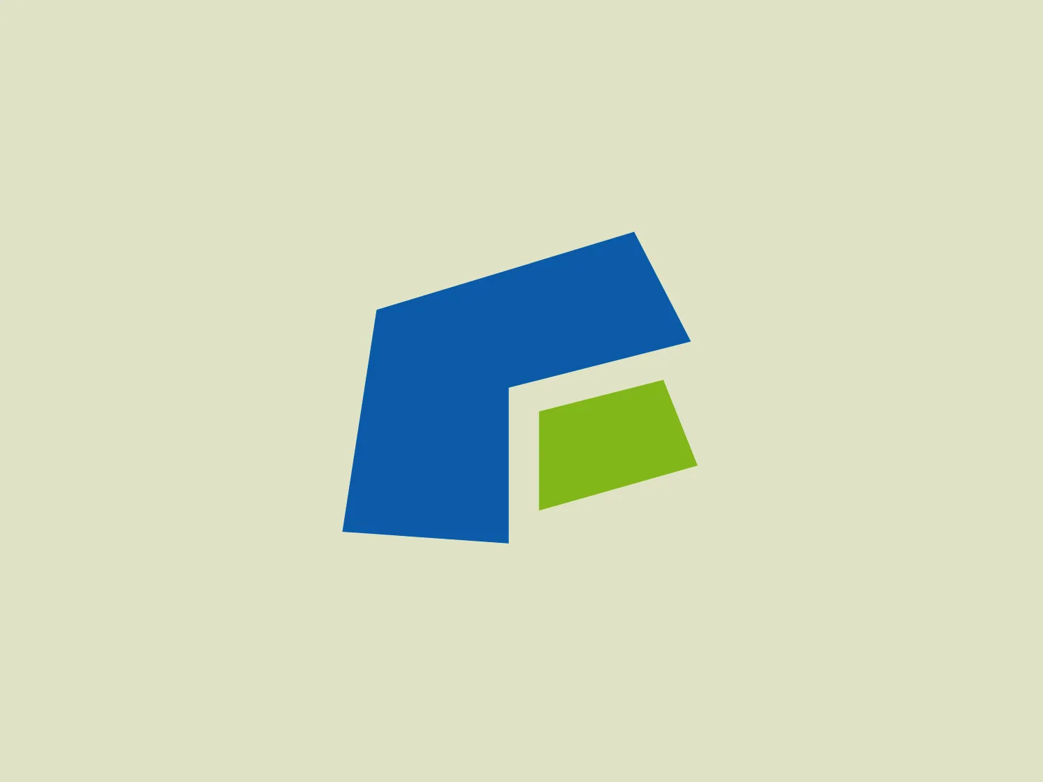 The Farmplan logo consists of two geometric shapes, a blue trapezoid on top of a smaller, green parallelogram, both with their sides slightly inclined, suggesting a dynamic and modern aesthetic. The bold, flat colors and absence of additional embellishments contribute to a clean and minimalistic design, which would lend itself well to professional and technological contexts. The contrast between the two colors is visually striking, yet maintains a cool and composed ambiance.