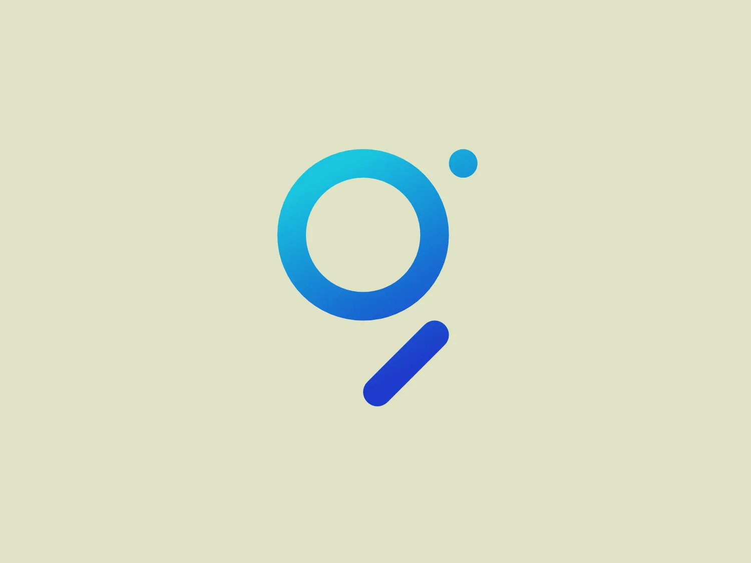 The image depicts a stylized logo consisting of a blue gradient ranging from light to dark shades. It features an abstract design that resembles a magnifying glass combined with a lowercase letter 'q'. The main circle of the magnifying glass is created with a thick stroke that tapers and curves into the handle, which is represented by a smaller, solid shape with a diagonal orientation. The smaller circle which could be seen as a reflection or detail on the 'glass' part adds to the visual complexity of the design. The aesthetic is modern and minimalistic, conveying a sense of innovation and analytics. This logo is suggestive of search, investigation, or data-related services.