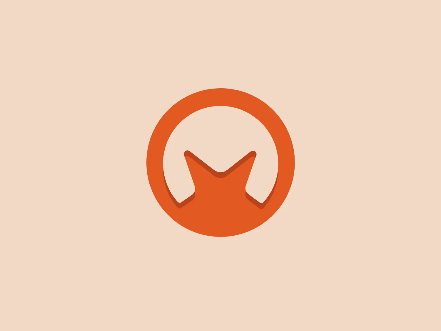 The logo in the image comprises a simplified, stylized orange crown or mountain peak enclosed within a circle. The crown/peak has three points, with the central one being the tallest, evoking a sense of achievement or high status. The orange hue is vibrant and energetic, contrasting effectively with the white background. The circular boundary suggests inclusivity and completeness. The overall design is modern, clean, and minimalist, suggesting a contemporary brand that values simplicity and impact for Matizmo.
