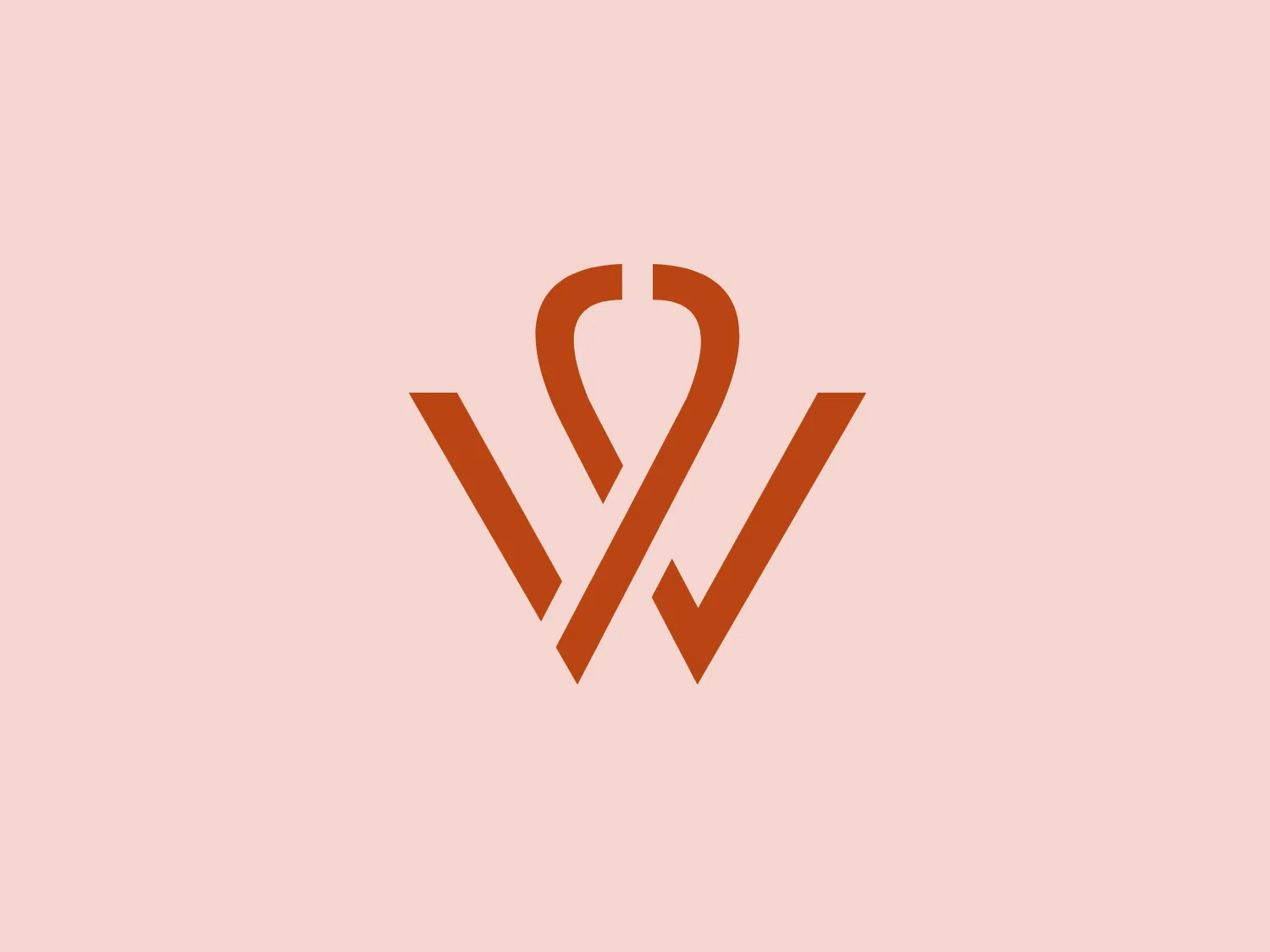 The logo for Walton Lofts features a stylized alphabet character, a combination of 'V' and 'W' in a continuous, flowing design. The main shape consists of three lines converging into a coherent form, creating the dual letter illusion. The lines are bold and smooth with slightly rounded ends, giving the logo a modern and sleek appearance. The color of the logo is a solid, burnt orange, which provides a sense of warmth and vibrancy. The overall design aesthetic is minimalist, clean, and would fit well within a contemporary brand identity that values simplicity and elegance.