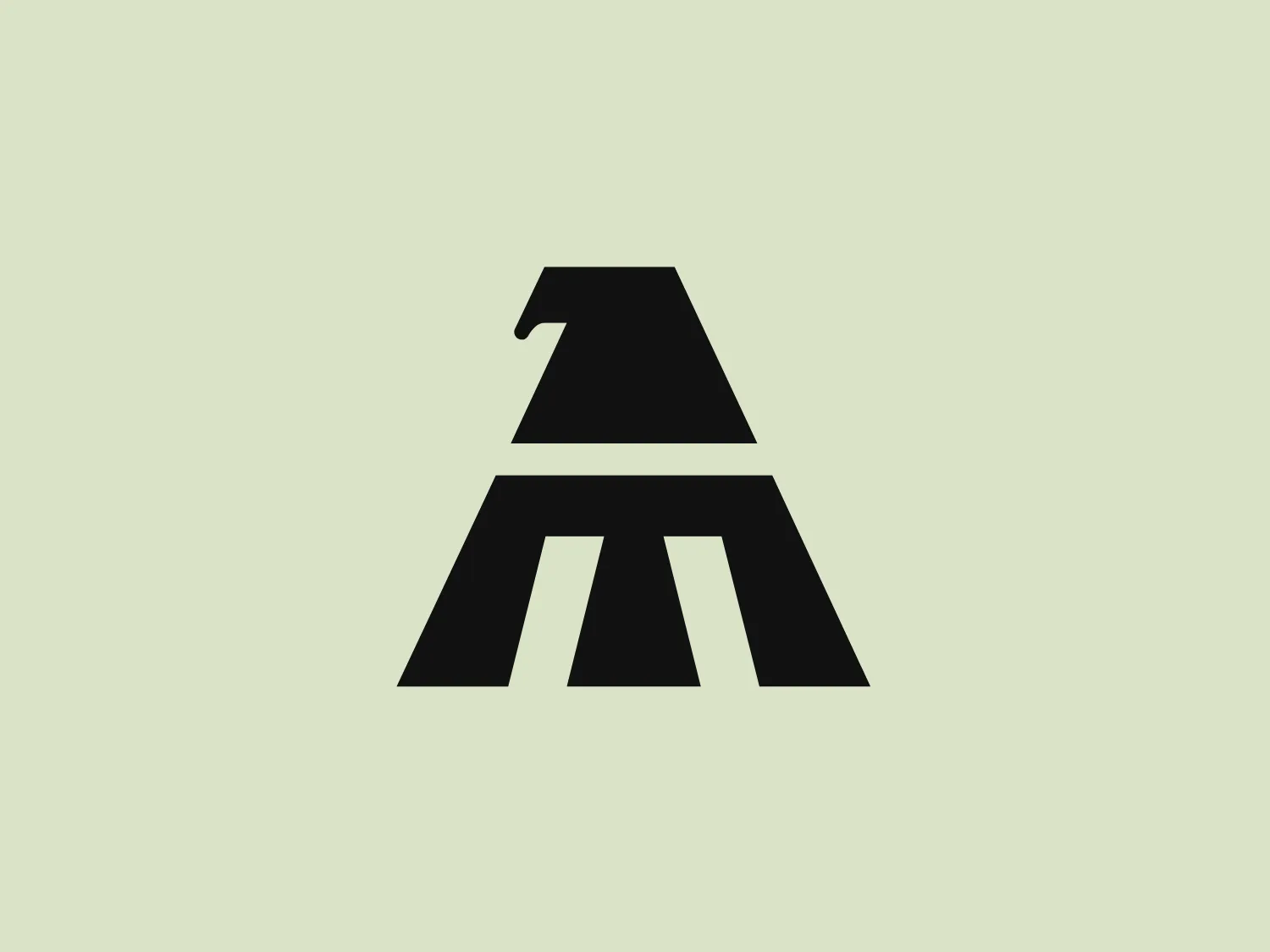 The Mexicana logo is a stylized letter "A" depicted with strong geometric forms in a deep navy blue color. It consists of a solid triangular shape that serves as the main body, with a horizontal line that segments the triangle into two parts, giving the illusion of a letter "A" without the need for the crossbar. The upper part suggests the peak of the "A" and it incorporates a subtle negative space that represents an animal's ear, cleverly creating a dual symbolism. The overall design aesthetic is modern, minimalistic, and bold, with a focus on simplicity and clever use of positive and negative space.