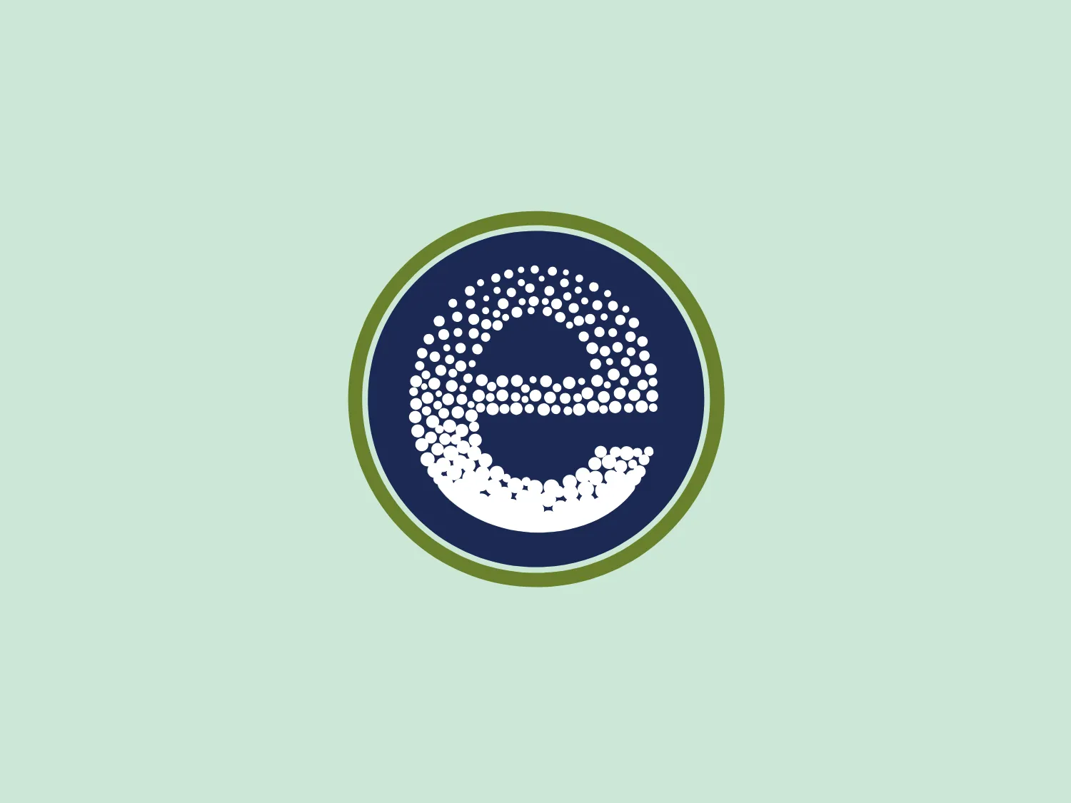 The National Eczema Association logo features a circular design with two concentric rings: an outer ring with a darker hue and an inner one with a lighter shade. Within the inner circle, there is a series of dots forming an abstract shape that resembles an upward-opening arc or possibly a stylized letter "A". The design aesthetic is modern and minimalist, utilizing negative space effectively to create the central image. The dots decrease in size as they progress towards the center of the arc, adding a sense of dynamics and movement. The color scheme is based on different shades of dark blue and green, conveying professionalism and stability.
