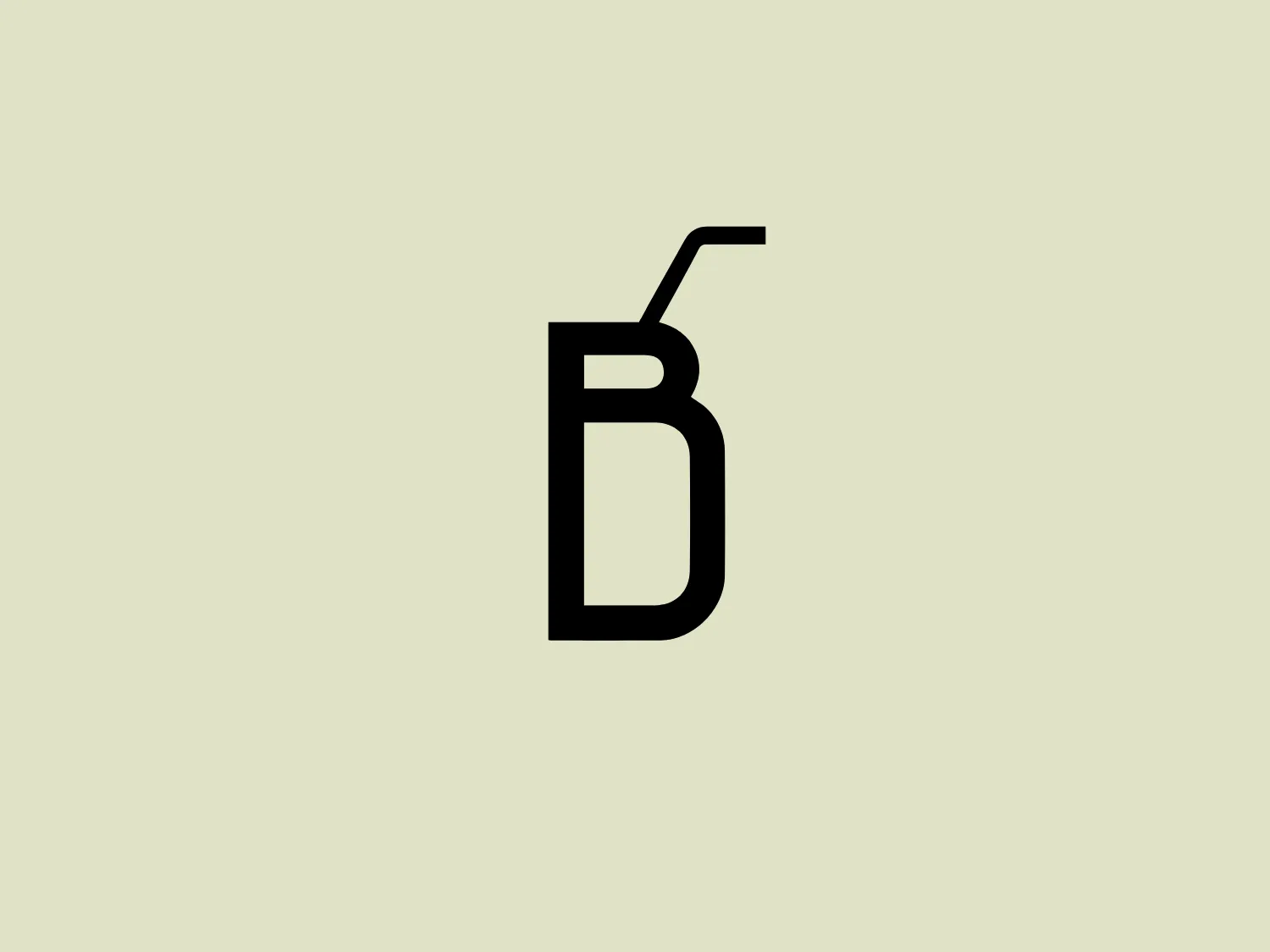 The Bazaki logo is a stylized, minimalist representation of a drinking container, possibly a soda can, with a straw. It is composed of bold, black lines that form a capital letter 'B' whose vertical line extends downwards to form the body of the can while the upper and lower circular parts of the 'B' suggest the top and bottom of the can. The straw is inserted into the upper part of the 'B' and leans towards the right. The design is contemporary, uses negative space effectively, and relies on geometric simplicity. The solid black color against a plain background enhances its modern and clean appearance.
