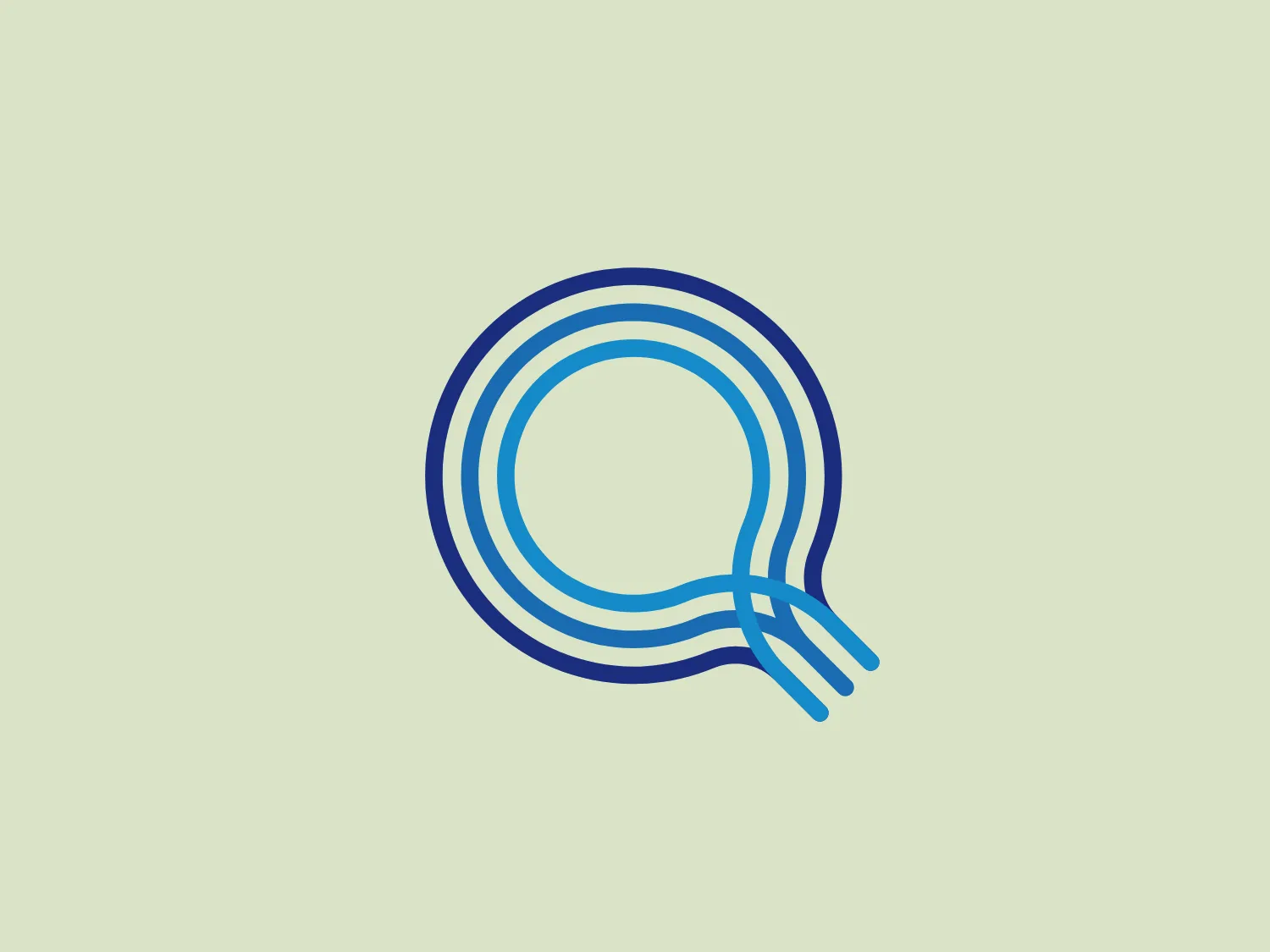 The Quest Payment logo showcases a stylized letter "Q" formed by concentric rings in different shades of blue, ranging from light sky blue to deep navy. The continuous gradient suggests depth and movement, while one end of the "Q" extends outwards with pointed ends, evoking a speech bubble or a tail, conveying communication or direction. The modern, clean aesthetic is likely to appeal to a tech-savvy audience, and the simplicity and clarity of the design are emphasized by the lack of additional embellishments.