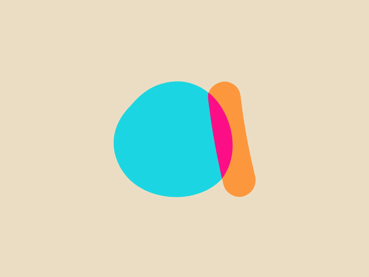 The image shows an abstract, minimalist logo for Anecdotes composed of two overlapping shapes. On the left is an oval shape colored in a vibrant shade of turquoise blue, while on the right, a rounded form resembling a leaf or a petal in a warm coral pink overlays the blue. The overlap creates a nuanced interplay of colors implying depth and contrast, with the overall design exuding a friendly and approachable aesthetic. The simplicity of the shapes and the boldness of the colors give the Anecdotes logo a modern and clean look.
