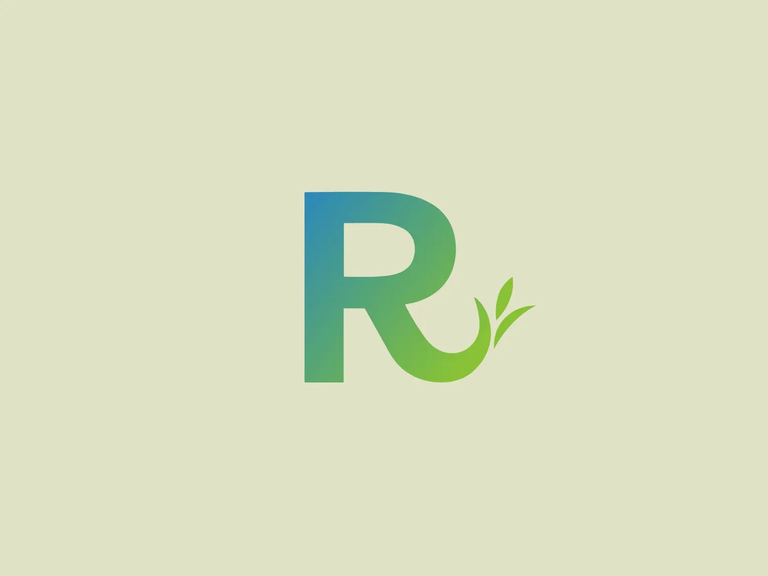 The Recology logo features a stylized letter "R" in a gradient of cool greens and blues, symbolizing freshness and growth. The main body of the "R" uses a bold, smooth typeface with soft curves, conveying a modern and approachable feel. Notably, the leg of the "R" extends to form an abstract leaf with three distinct sections, suggesting a connection to the environment or natural elements. This use of negative space to form the leaf adds a creative touch to the design. The overall aesthetic is clean, environmentally conscious, and friendly.