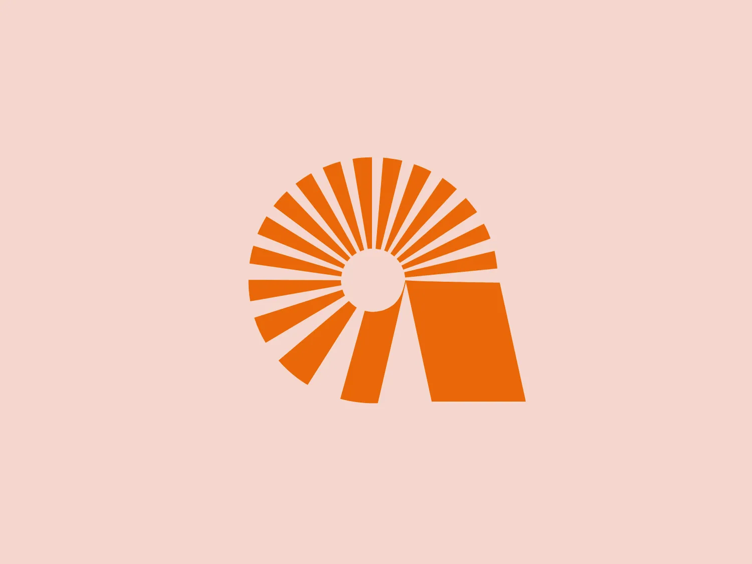 The Alpetour logo showcases a stylized representation of a sun with radiant rays emanating from a central circle, paired with an abstract, partial silhouette of a structure or monument on the right-hand side. The design uses two shades of orange, with the sun's rays being a lighter tone and the right-hand shape being a darker, more vibrant hue. The rays are arranged in a semi-circular pattern, suggesting radiance and energy, while the right-hand shape provides a grounding contrast. The overall design aesthetic is modern, clean, and dynamic, with a clear emphasis on simplicity and iconography.