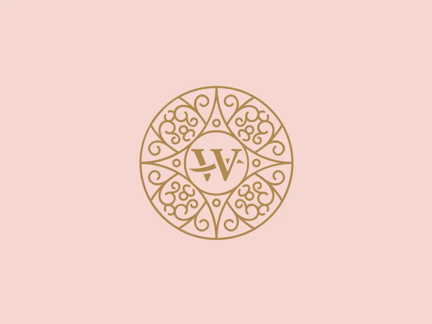 The Wernersbach logo features an intricate, symmetrical mandala-like design, predominantly in a warm gold hue. A series of interlocking swirls and curls create a harmonious and elegant pattern within a circular frame, which evokes a sense of sophistication and luxury. At the center, two letters "L" and "V" are stylized in a bold serif font, suggesting a monogram. The letters are intertwined in a way that balances the complex patterning with the simplicity of the initials. The overall design aesthetic is classic and ornamental, possibly suggesting a brand that values tradition and high-quality craftsmanship. The elaborate detail work in the logo would stand out nicely against a subtle background.