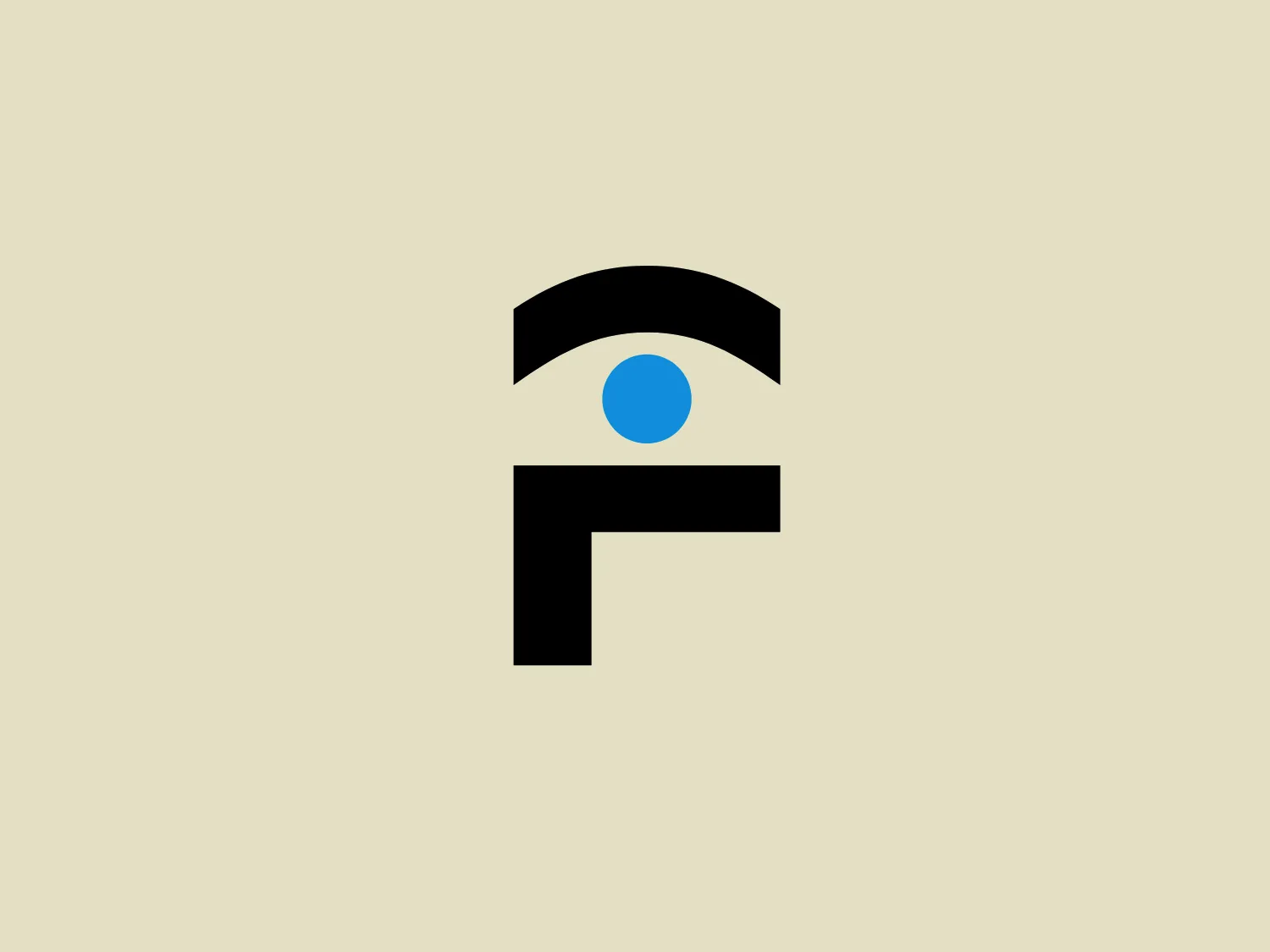 The Foveon logo features a bold, minimalistic design consisting of geometric shapes. It is comprised of an upper semicircle in black, beneath which sits a smaller, solid blue circle slightly off-center to the right. Directly below the blue circle is a thick, black letter "F" without any serifs and with the horizontal line aligned with the center of the blue circle. The deliberate use of negative space between the elements creates a modern and clean look. The color palette is simple and consists of black and a vibrant shade of blue, which gives the logo a strong, professional feel.