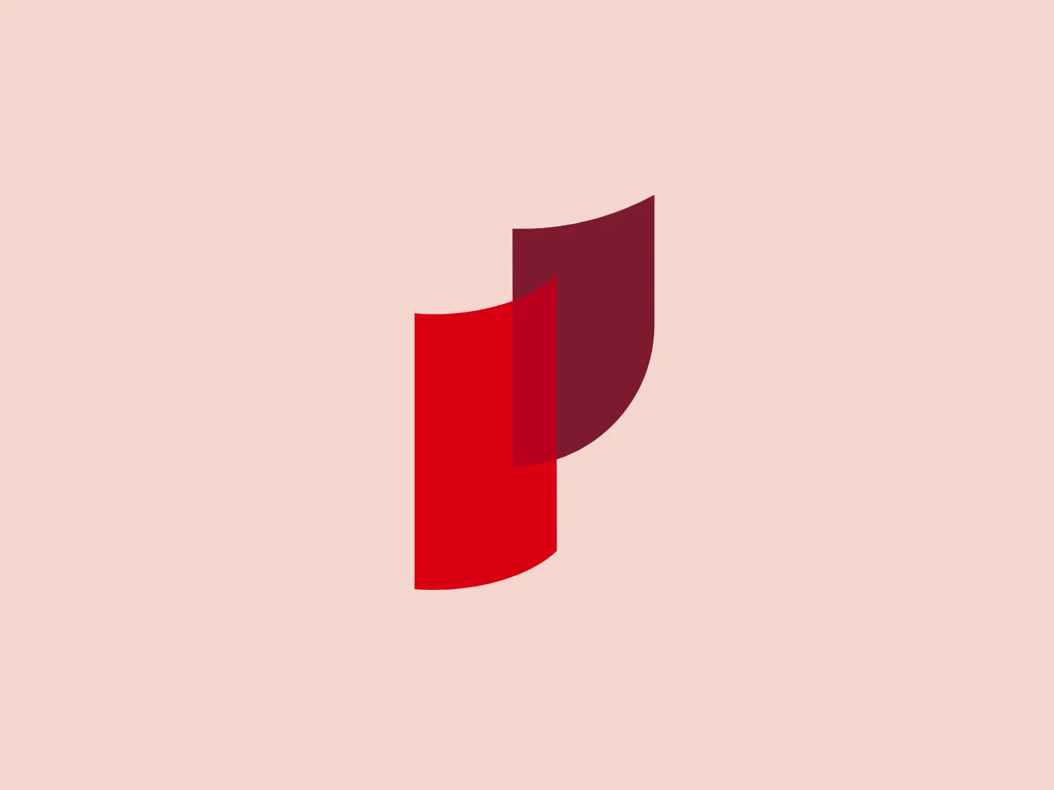 The Progate Group logo features an abstract, geometric design comprising of two overlapping shapes—an upright rectangle in a bold crimson and a backward-leaning, curvy shape in a deep burgundy color. The two shapes are aligned to their bottoms forming a unified mark. Their overlap creates an impression of depth and interaction, signifying connection or partnership. The contrast of the straight lines of the rectangle against the curves of the other shape adds dynamic energy to the design. The color palette is both striking and professional, which lends the logo a sense of seriousness combined with innovation.