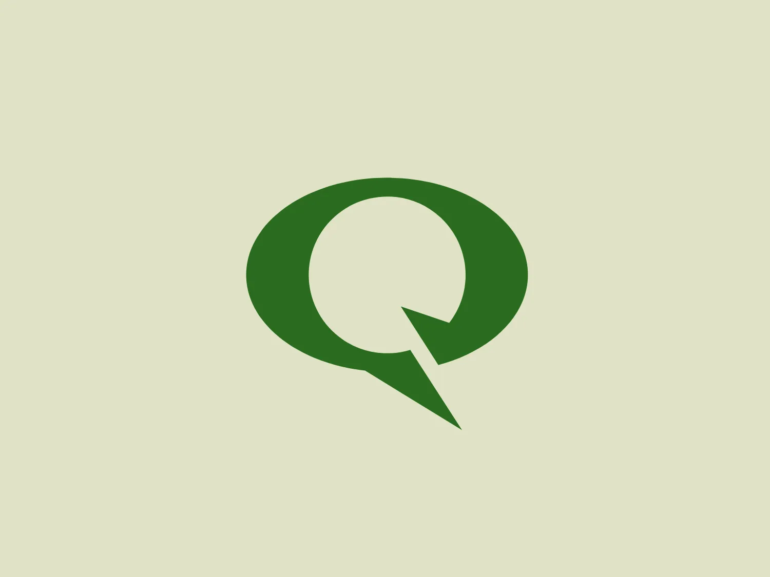 The Quanex logo features a stylized speech bubble in a solid, dark green color. Its overall shape is circular, but with a tail at the bottom right that curls inwards, resembling a traditional comic-book dialogue box. The design is simple and clean, with no gradients or additional decorations, highlighting a modern and straightforward aesthetic. The absence of any text or additional elements suggests that the logo is designed for easy recognition and could be associated with communication services or discussion platforms.