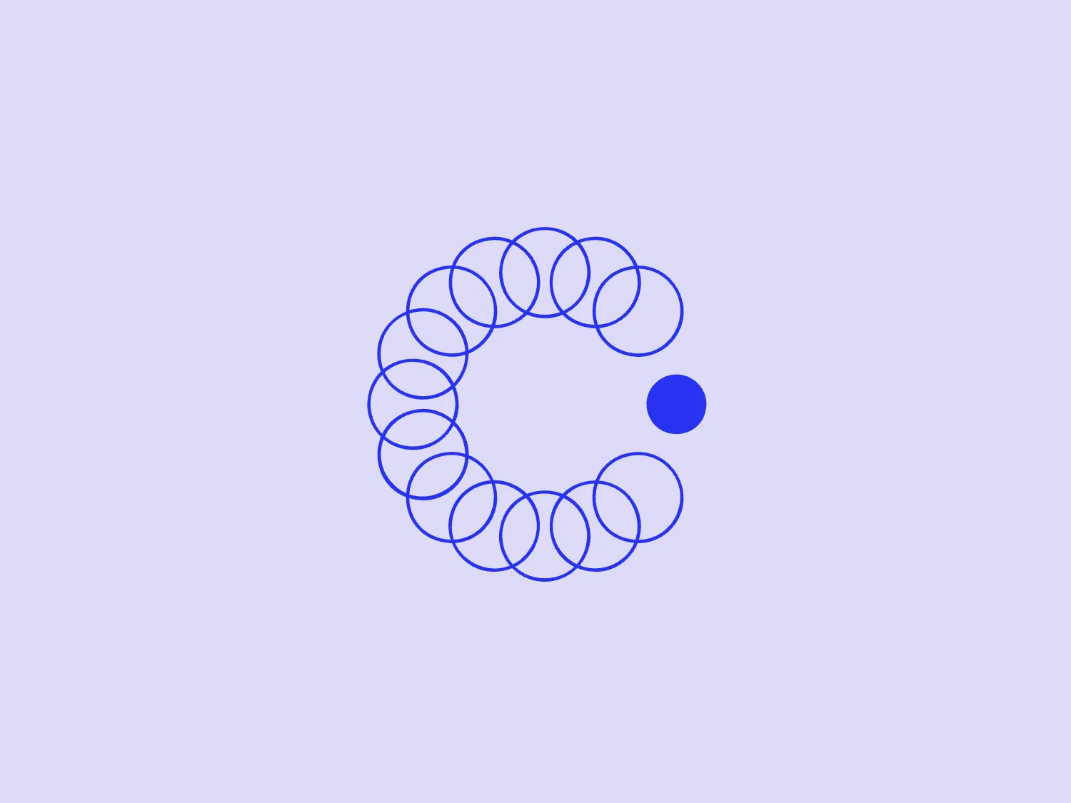 The logo for Care for a Better Tomorrow is a series of interconnected circles forming a circular, almost spiral-like pattern. All circles share the same vivid blue color, with the exception of one solid blue circle that stands alone to the bottom right of the main pattern. The design has a modern and clean look, suggesting connectivity and unity. Its minimalist aesthetic relies on the use of geometry and repetition to create a visually pleasing and harmonious effect.