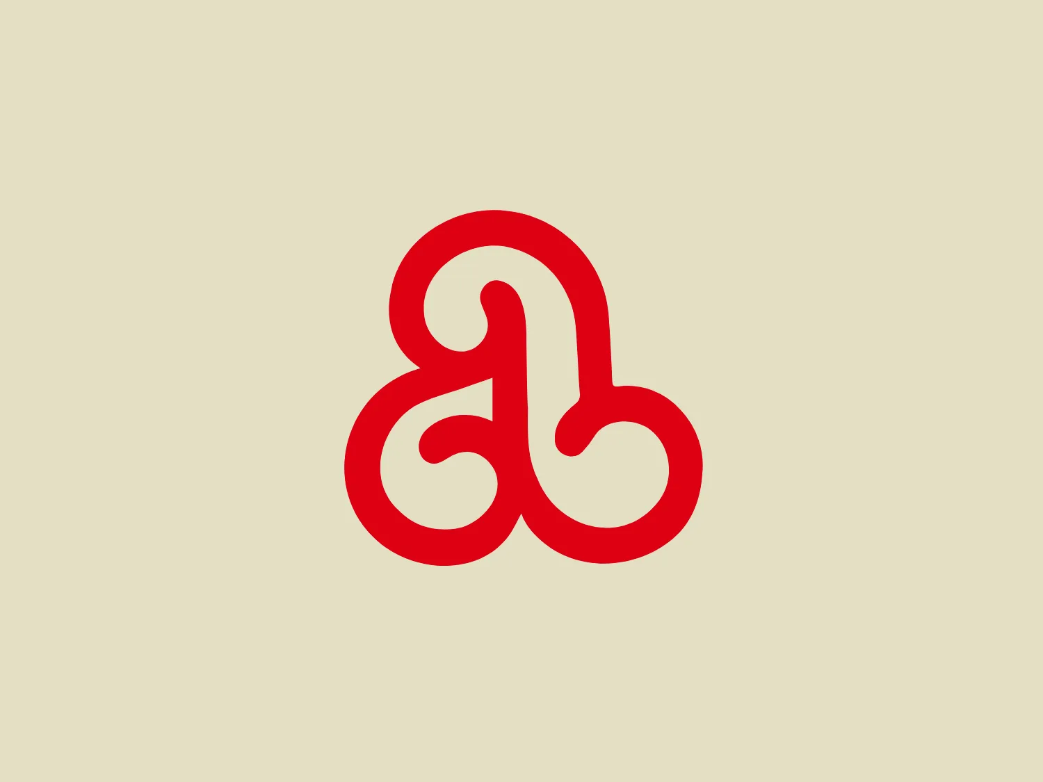The business logo for Ajinomoto features a bold and fluid design in a strong, vibrant shade of red. The continuous line creates an abstract, interconnected shape with smooth curves and loops, conveying a sense of harmony and balance. The minimalist, modern aesthetic suggests a clean and sophisticated brand identity, making it stand out well against a neutral background.