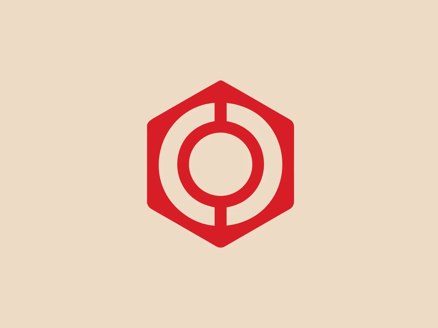 The logo for Obbink Distilling is a modern, geometric design consisting of a stylized letter "C" enveloped within an incomplete hexagonal border. The central figure is a bold, circular shape with an open section at the top, hinting at a letter "C" that appears to merge seamlessly with its hexagon frame. The logo uses a singular, vibrant red color, creating a striking contrast and symbolizing energy, passion, or urgency. The design is simple yet distinctive, with negative space playing a crucial role in defining the letter form and contributing to the logo's overall balance and symmetry. Given the bold red color of the logo, a neutral and soft background would complement it well.
