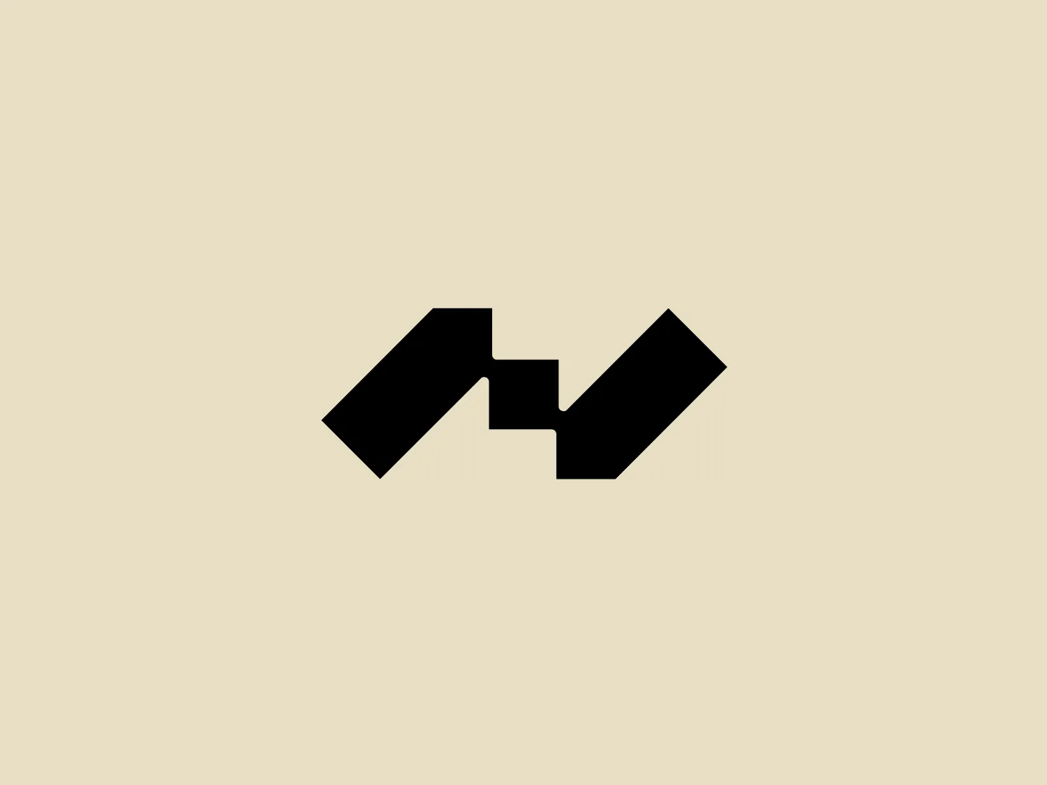 The logo for Nunchuk is a stylized abstract mark comprising black geometric shapes that create symmetry and balance. The mirrored arrangement features two parallelograms connected by a bridge-like negative space forming a v-shape in the middle. The modern, minimalist design aesthetic is conveyed through the angles and lines of the composition, creating a sleek and professional feel. The solid black color gives it a bold presence, making it versatile for various applications.