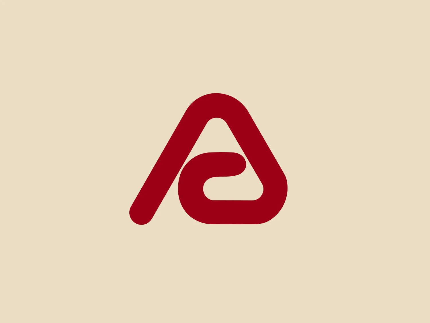 The logo for Anthro Corporation features a stylized, bold, red letterform that seamlessly combines elements of the letters "A" and "e." The dominant "A" has two diagonal lines meeting at a rounded apex, with a lowercase "e" nested within its negative space. The color is a solid, vivid red with no gradients or shading, resulting in a striking and modern look. This design is simple, yet the negative space within the "A" creates a visually interesting feature. Given the red color of the logo, a subtle and light background would complement it well without causing a visual clash.
