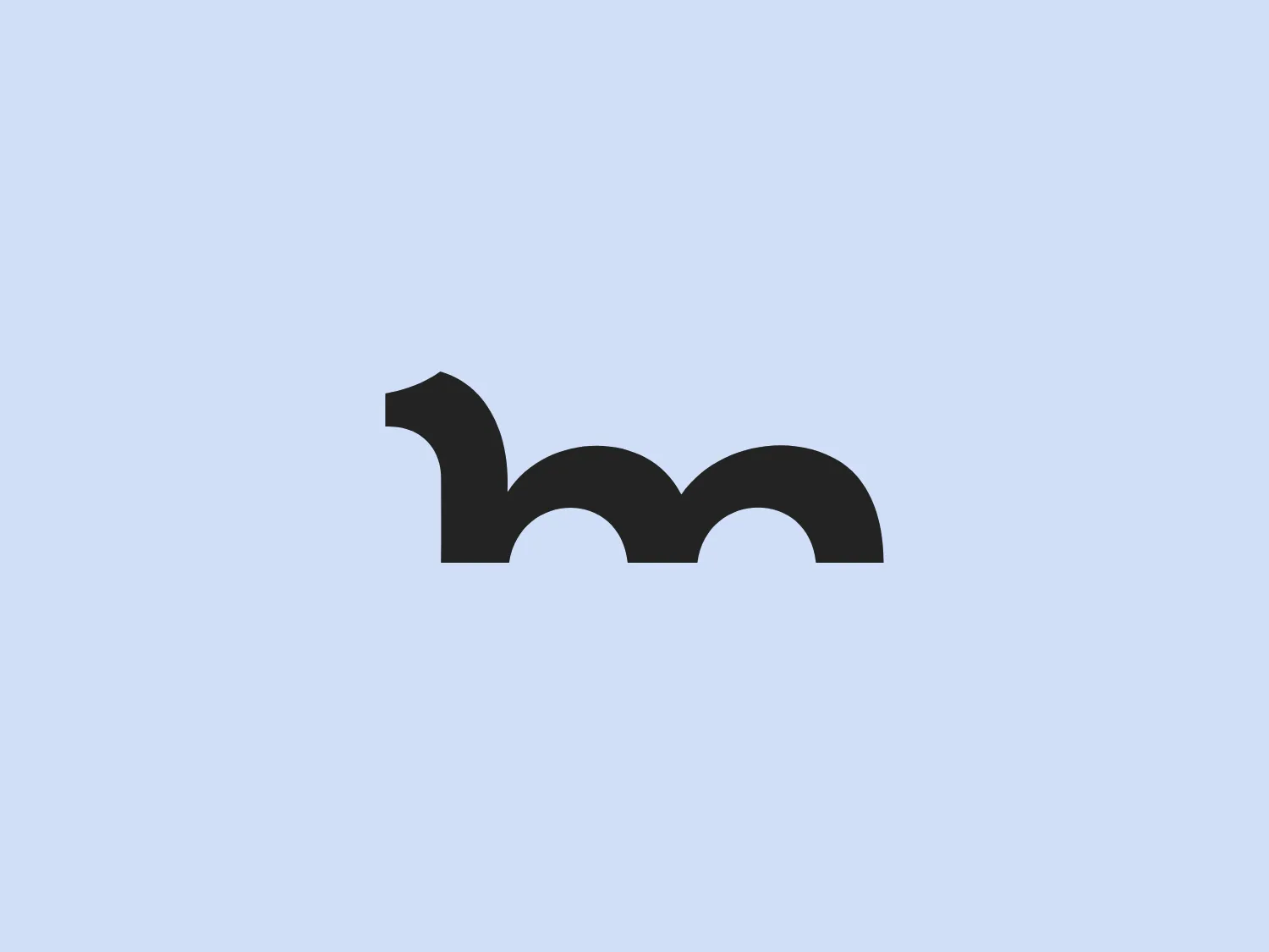 The Here Be Monsters logo features a stylized blue creature, resembling a serpent or sea monster, with smooth, flowing curves. The design is minimalistic, using a vibrant shade of blue to grab attention while maintaining simplicity. Its form consists of concatenated semi-circular arches tapering into a more angular shape at the creature's head, suggesting a playful and modern aesthetic. The eye of the creature is not explicitly depicted, enhancing the abstract nature of the design. The sleek, curvilinear shapes and bright blue hue convey a sense of fluid motion and forward-thinking innovation.