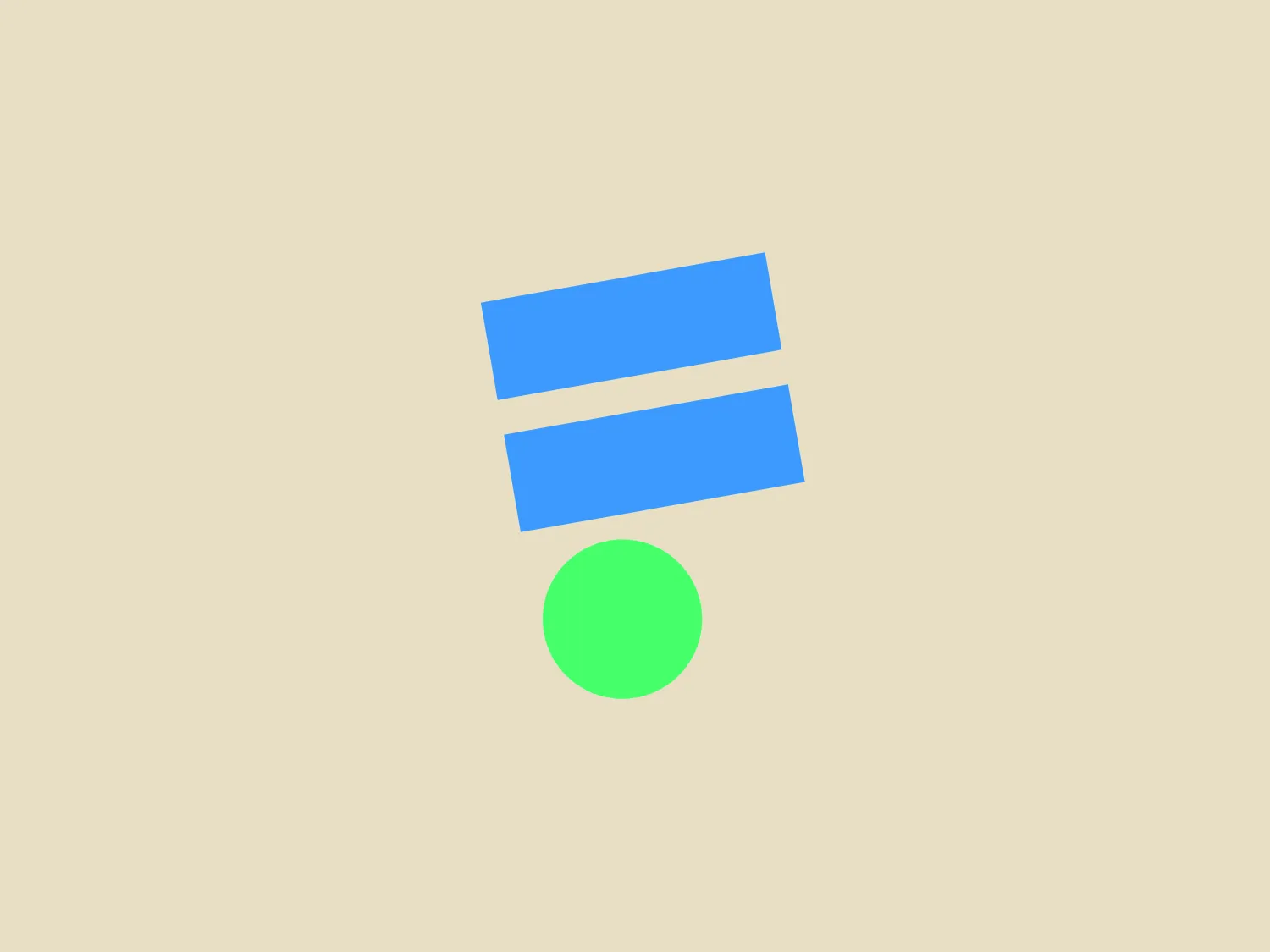 The Frits logo features two horizontal blue rectangles with rounded corners, slightly offset to the right and stacked above a solid green circle. The uniform blue rectangles create balance, while the green circle brings a pop of complementary color and vibrancy to the design. With its clean, geometric look, the logo conveys a sense of organization and modernity, and would be well-complemented by a soft and neutral background.