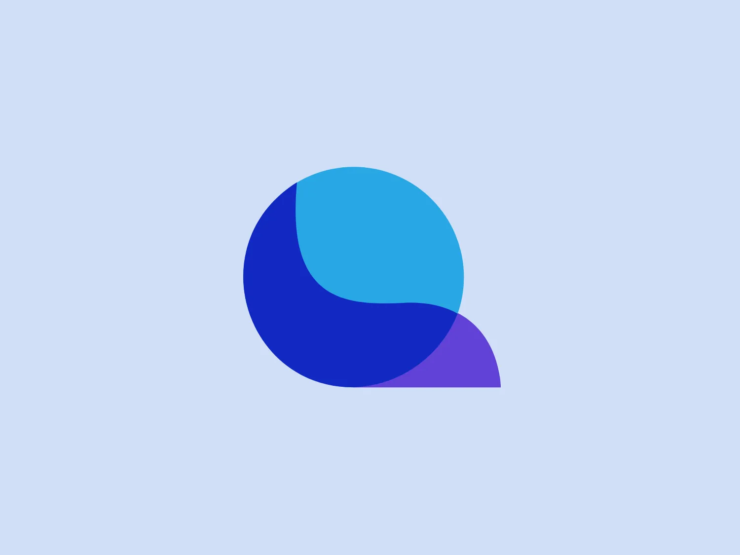 The Liquity logo features a modern, abstract design with two shapes that intertwine or overlap. The predominant shape on the left side is a circle with a gradient transitioning from vibrant blue to a lighter blue at the bottom. Overlapping the circle on the bottom right is a quarter-circle or crescent shape with a gradient shifting from purple to a lighter, pinkish-purple. The use of gradients gives the logo a dynamic, 3D feel, and the clean lines and curves project a sense of simplicity and fluidity. Given the colors in the logo, a background that complements its cooler tones would be suitable.