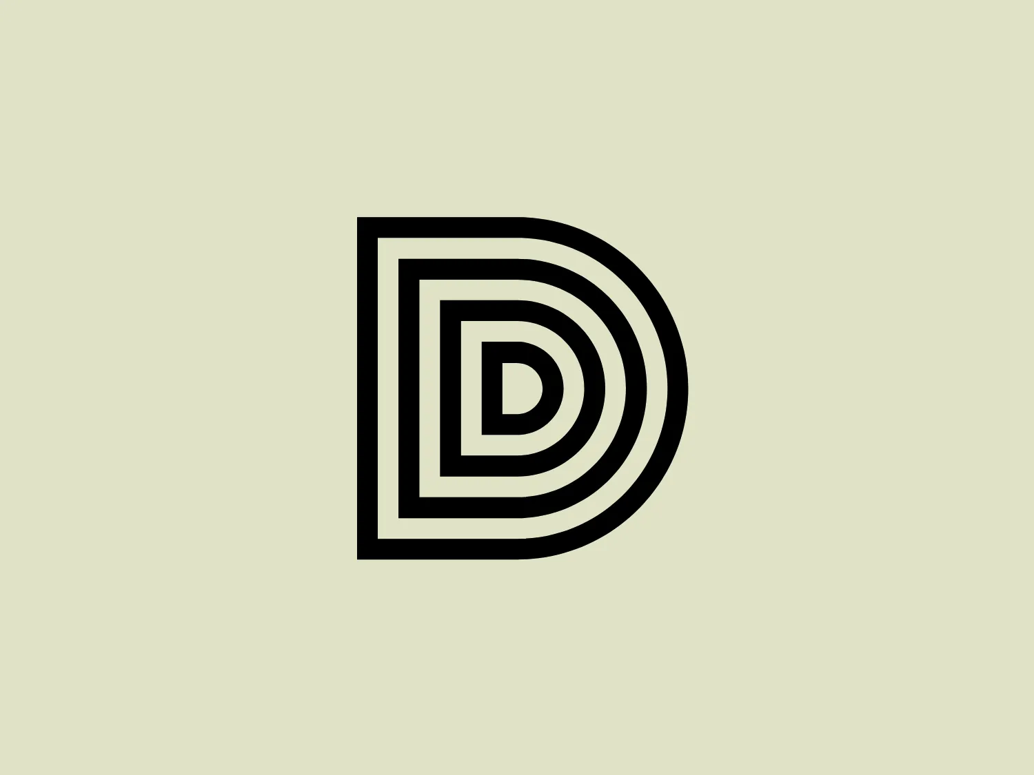 The logo for Distil Studio features a stylized letter 'D' with a modern and minimalist design. It consists of concentric shapes, creating an effect of layers or depth. The primary shape is semi-circular, with straight lines closing off the round shape to form a bold 'D'. The lines are uniformly thick, black, and create a series of smaller 'D' shapes inside the larger one, giving the design a sense of continuity and motion. The overall aesthetic is clean, professional, and could be associated with technology or design-forward branding.