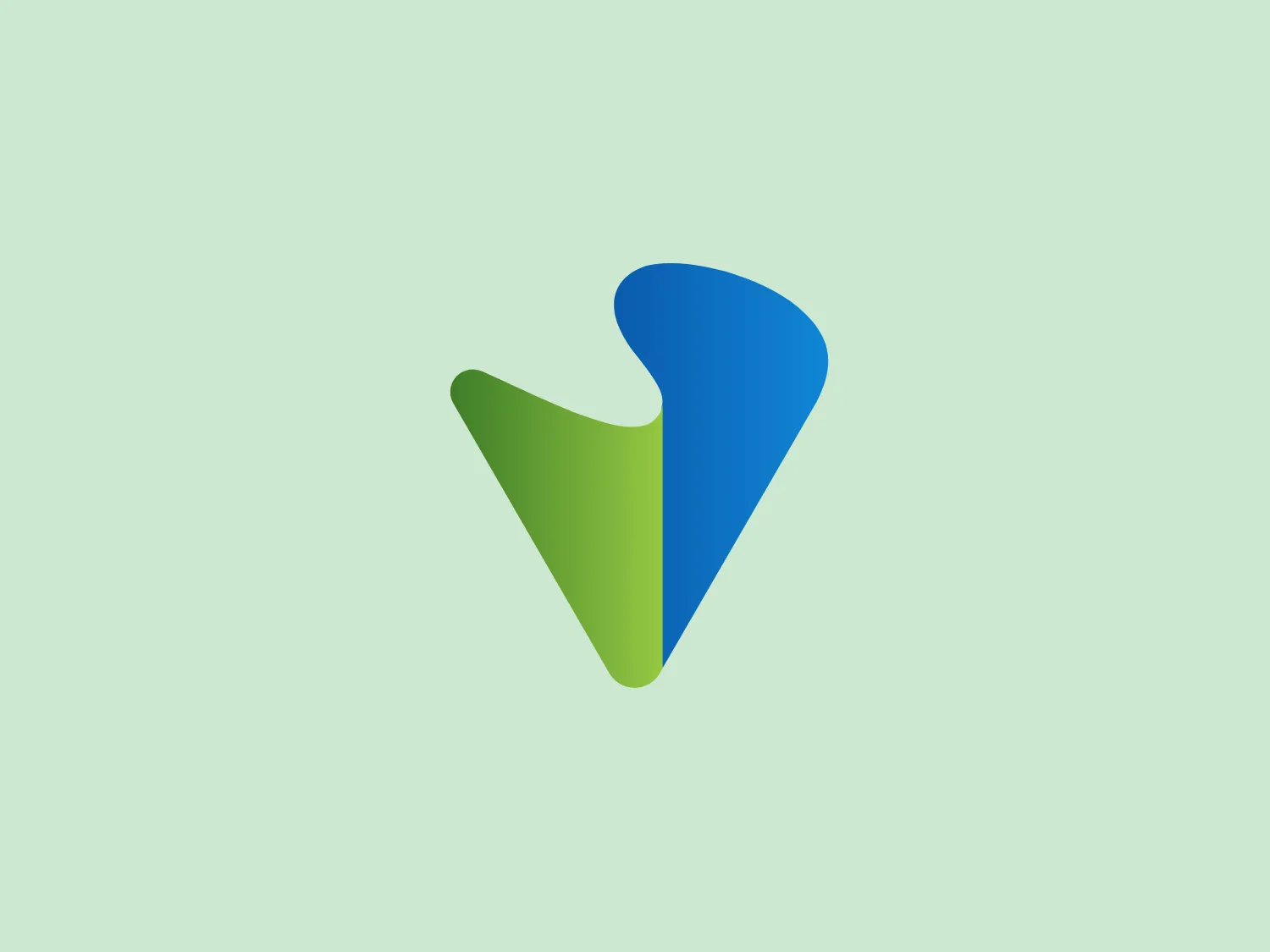 The Versa Networks logo showcases a stylized triangular shape with two curving elements that convey dynamic movement. The left side is a rich, grassy green, while the right side is a vibrant sky blue with a flat, modern aesthetic. The sharp contrast between the two colors creates a forward arrow or subtle 'V' shape in the negative space at the top of the triangle, giving the logo a fresh and energetic look.