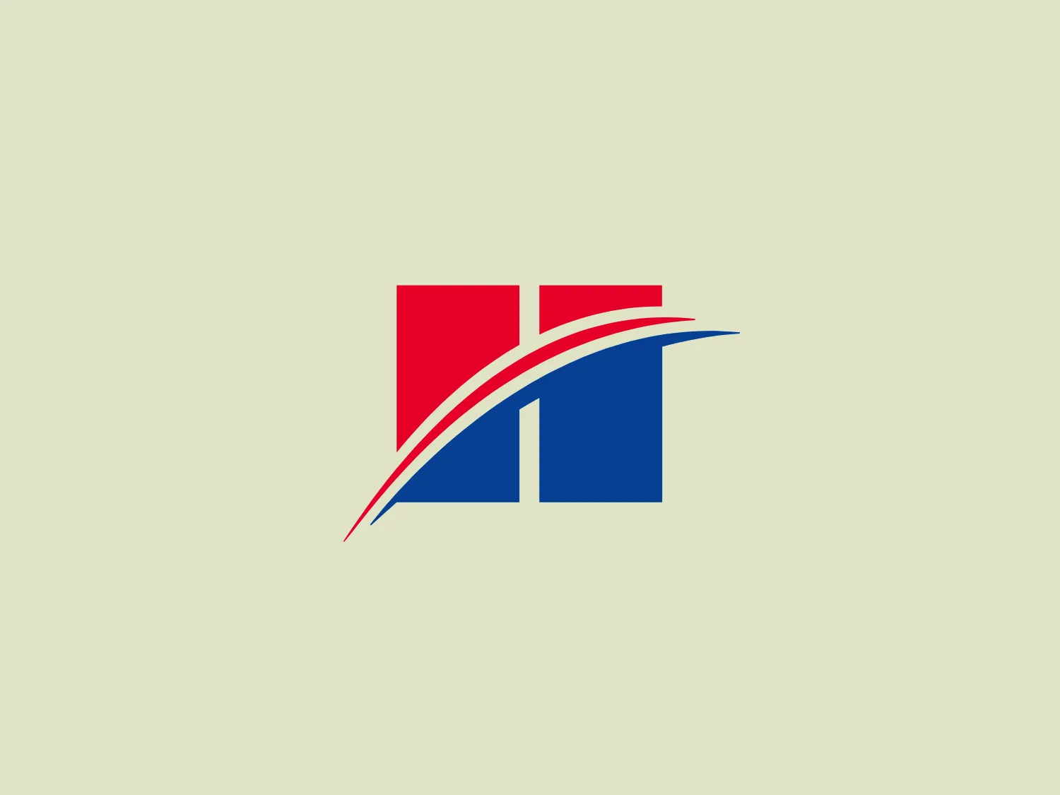 The Hill's logo consists of two block-style shapes adjacent to each other, with the left one colored red and the right one blue. A white swoosh with a delicate curve divides the two blocks, creating a sense of movement and possibly suggesting a roadway or part of a dynamic process. The shapes are geometrical and give off a strong, stable aura, while the swoosh softens the strict geometry and adds an element of energy. The logo has a modern and professional look, with a balance between solidity and dynamism.