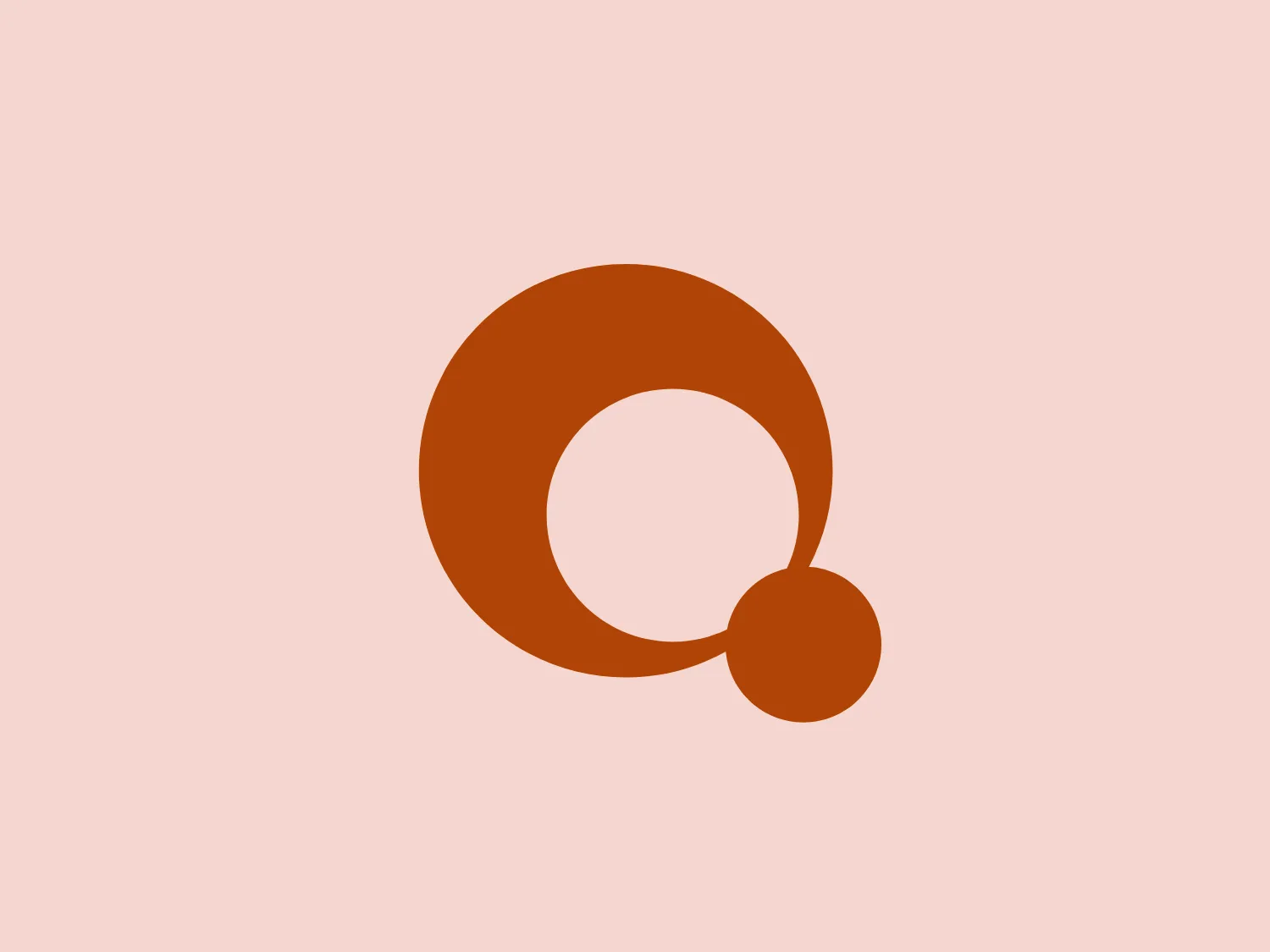 The logo features a stylized logo consisting of two solid, flat circles—one noticeably larger than the other. The larger circle is incomplete, with a gap where the smaller circle intersects it towards the bottom right. The silhouettes of the circles are aligned so that it appears the smaller one could fit within the curvature of the larger one. Both shapes share a bold, reddish-brown color, suggesting cohesion and balance in the design. The smooth curves and simple geometry give the logo a modern and minimalistic feel.