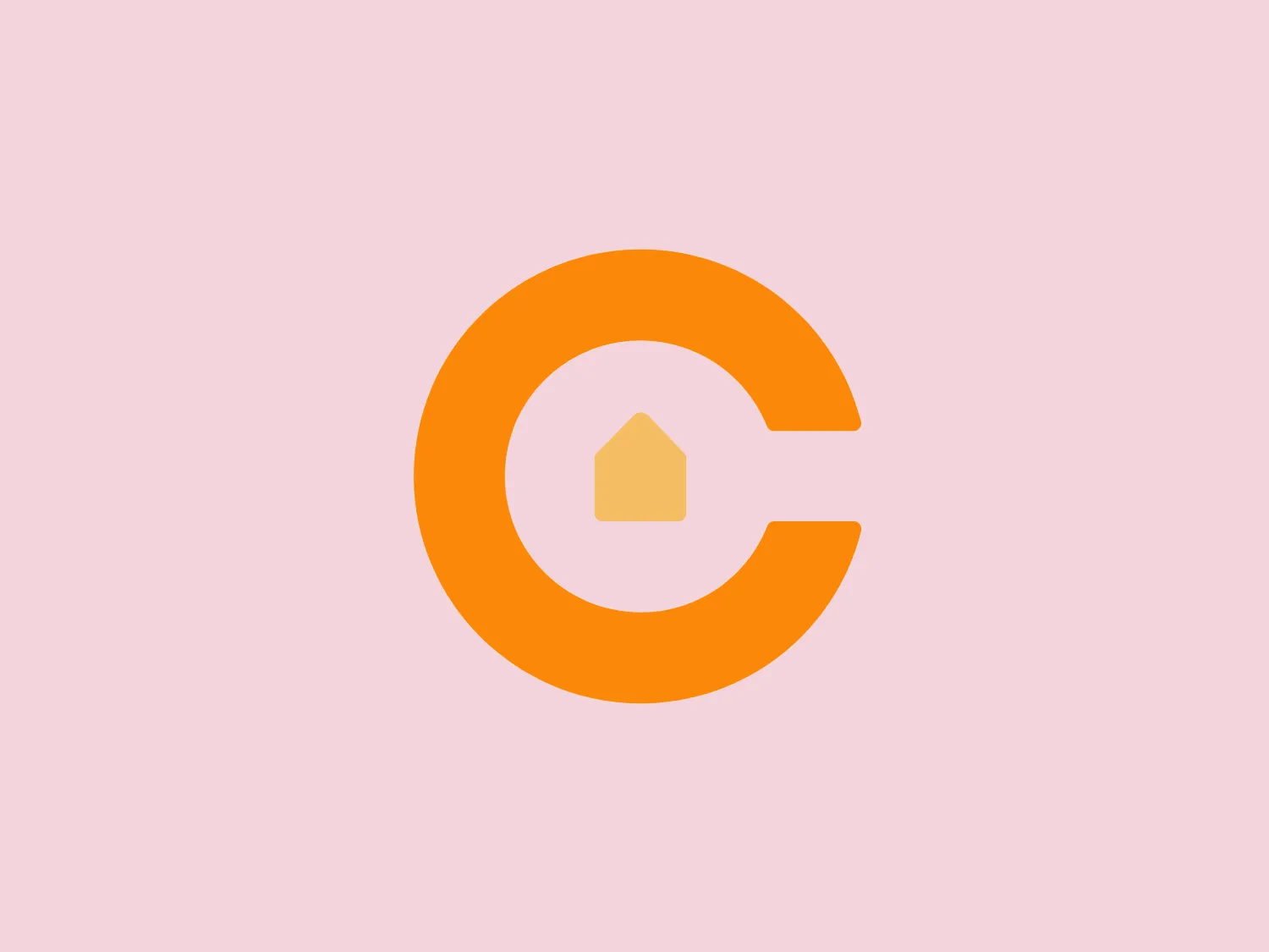 The Correta Imobiliária logo features a stylized letter "C" in two shades of orange, creating a gradient effect and a modern appearance. Emphasizing its focus on real estate, a small house shape is embedded within the negative space of the "C," colored white for emphasis. The overall design is clean and simple, with the use of gradient and negative space adding depth and a contemporary feel to the emblem.