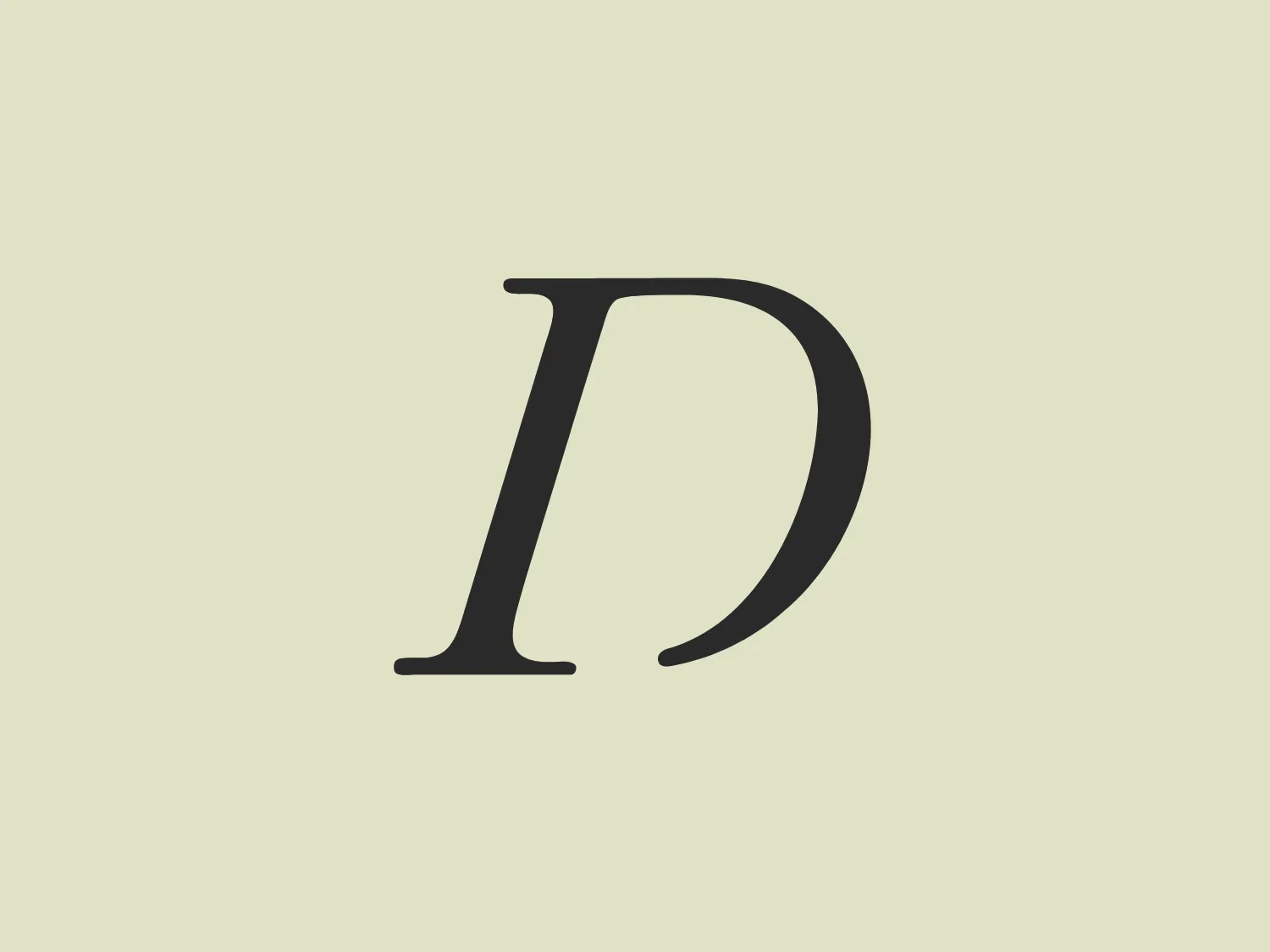 The Délifrance emblem showcases a stylized letter "D" with a contemporary design, featuring clean, curving lines that suggest fluidity and modernity. Its sleek, streamlined shape is bold and appears to be in a weighted sans-serif type, possibly resembling popular minimalist fonts. The color of the "D" is a solid, dark gray with smooth curves that thicken at the base, creating a visual anchor. The aspect that stands out is the asymmetry within the "D"; the right side extends with a tail-like feature that provides a unique characteristic to the letterform.
