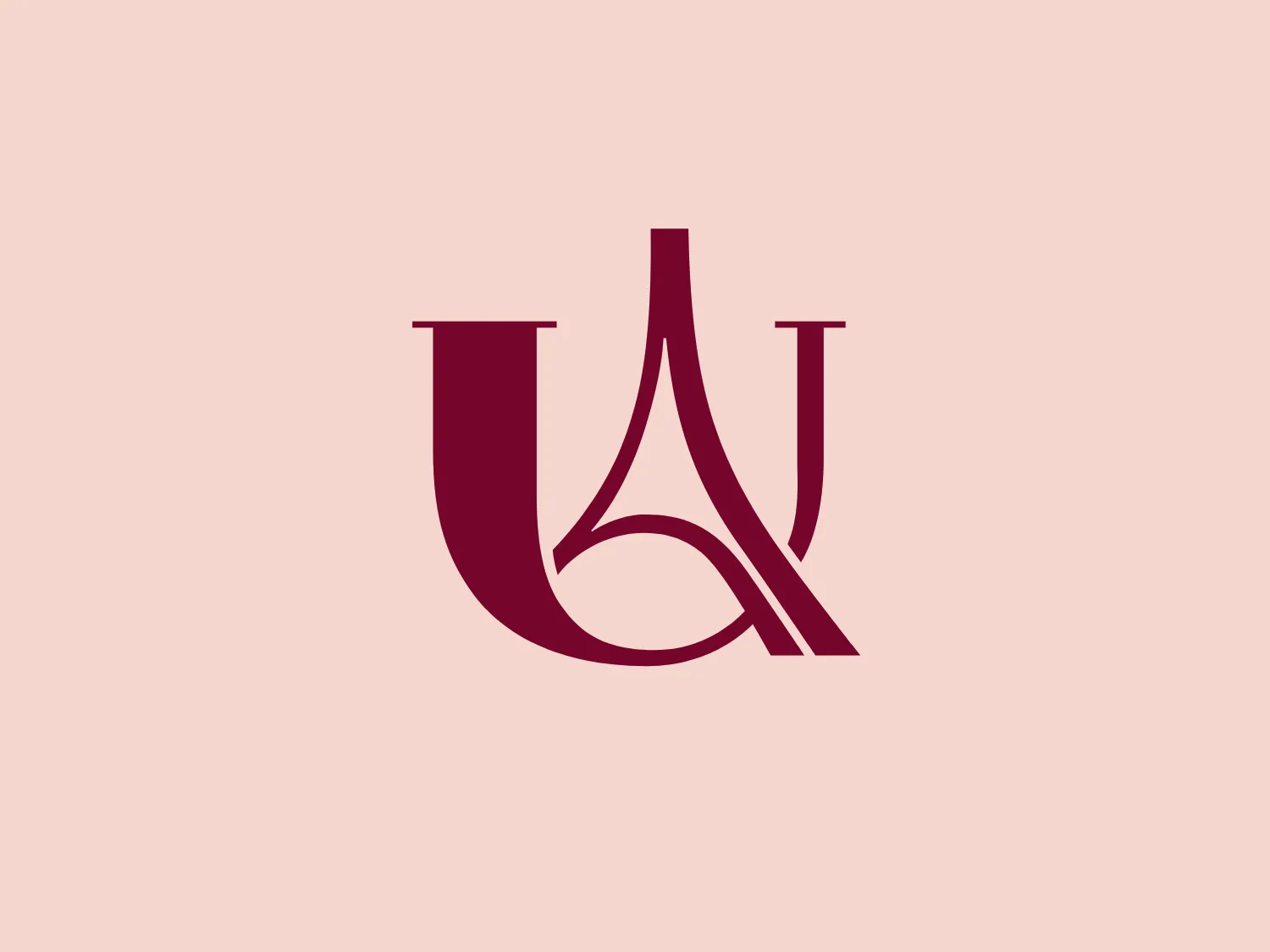 The logo for Université Paris Cité showcases an abstract design with a stylized motif resembling a combination of the letter 'U' and a fluid, organic shape within it. The composition includes sharp angles contrasted by smooth curves, promoting modernity and sophistication. Using a solid, rich shade of burgundy, it suggests elegance and a premium feel. The empty spaces within the design contribute to its minimalistic and contemporary aesthetic, making it versatile for various applications.