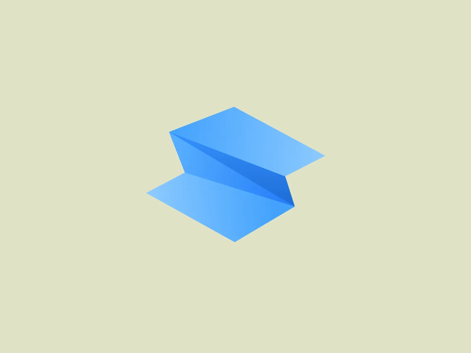 The SpreadSimple logo features a stylized, three-dimensional design consisting of two interconnected blue shapes that resemble skewed parallelograms or origami pieces. The design is clean, modern, and abstract, with the use of gradients that give the impression of depth and light reflection. The color palette is a harmonious blend of light to medium blues, which suggests a sense of professionalism and innovation. The overlapping elements create a dynamic interaction, suggesting movement and transformation.