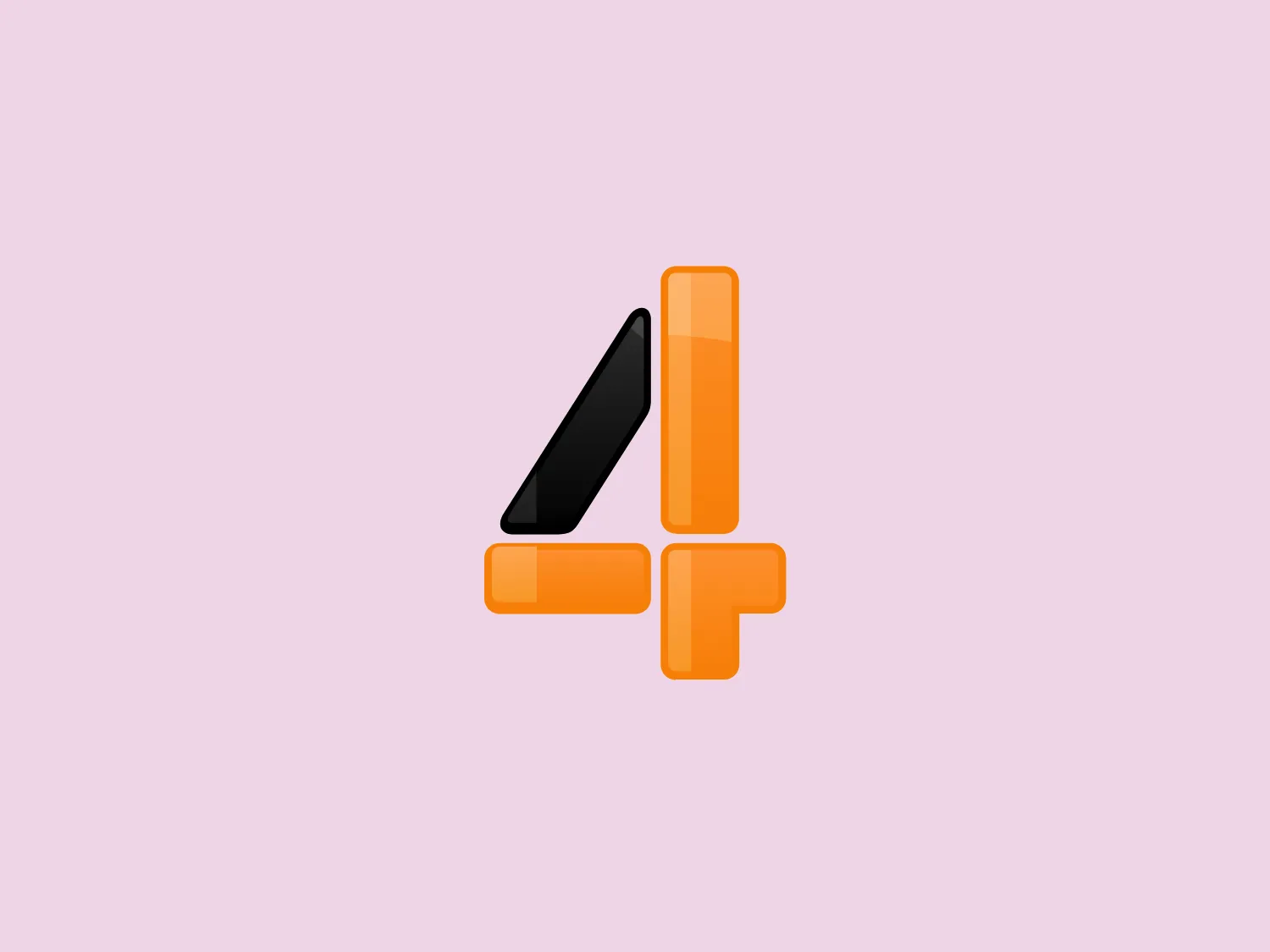 The RTL 4 logo presents a stylized and abstract letter "L" constructed from geometric shapes. The primary elements are two parallelograms leaning at a slant to the left, and a shorter rectangle oriented vertically. The colors include a rich gradient of orange shades ranging from a lighter, almost golden hue at the top to a deeper orange at the bottom, along with a contrasting black for one segment of the "L". The overall design aesthetic is modern and sleek, with clean lines and bold color contrast giving it a dynamic and professional appearance.
